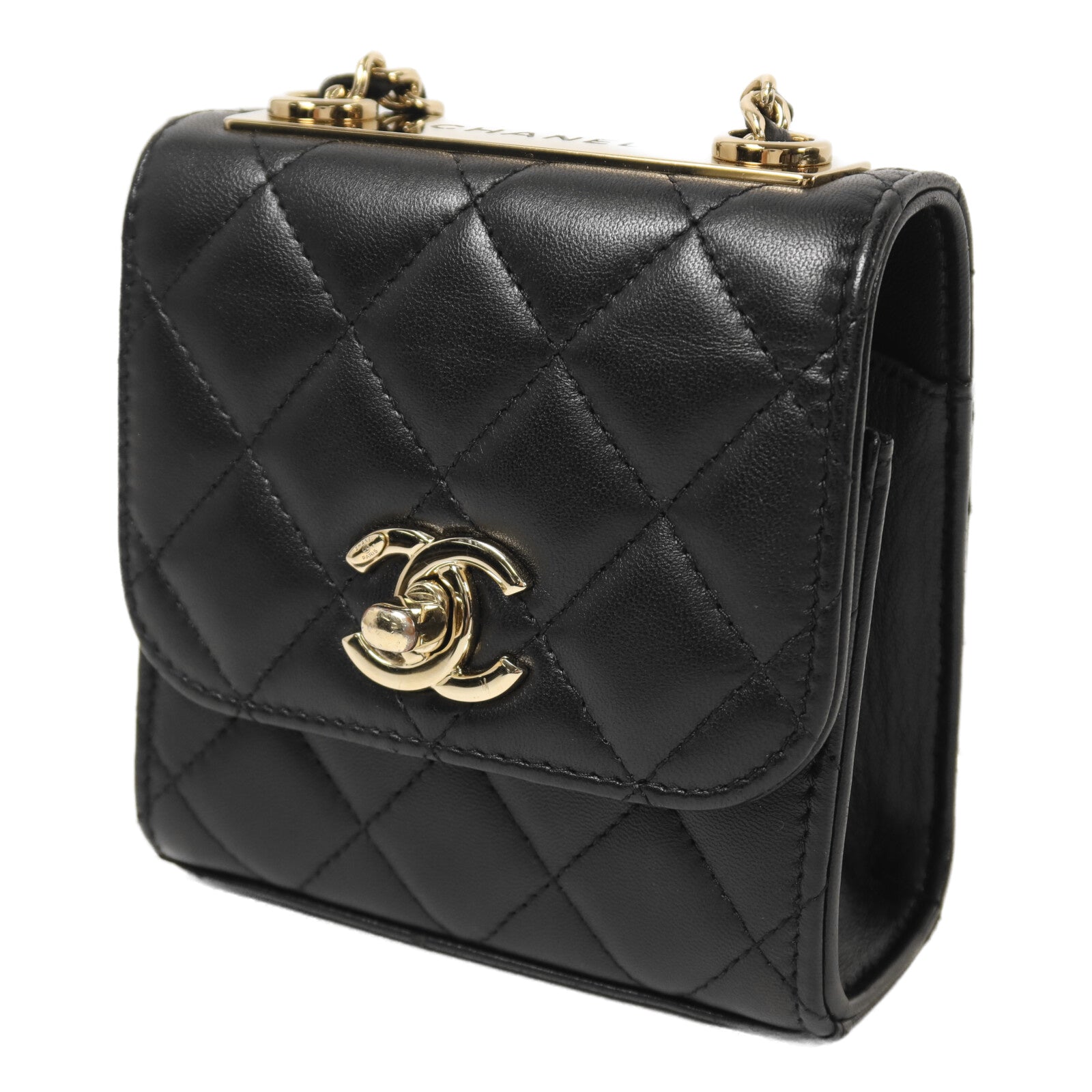 CHANEL 羊皮皮革Trendy CC Mini Flap Bag金扣鏈帶肩背袋