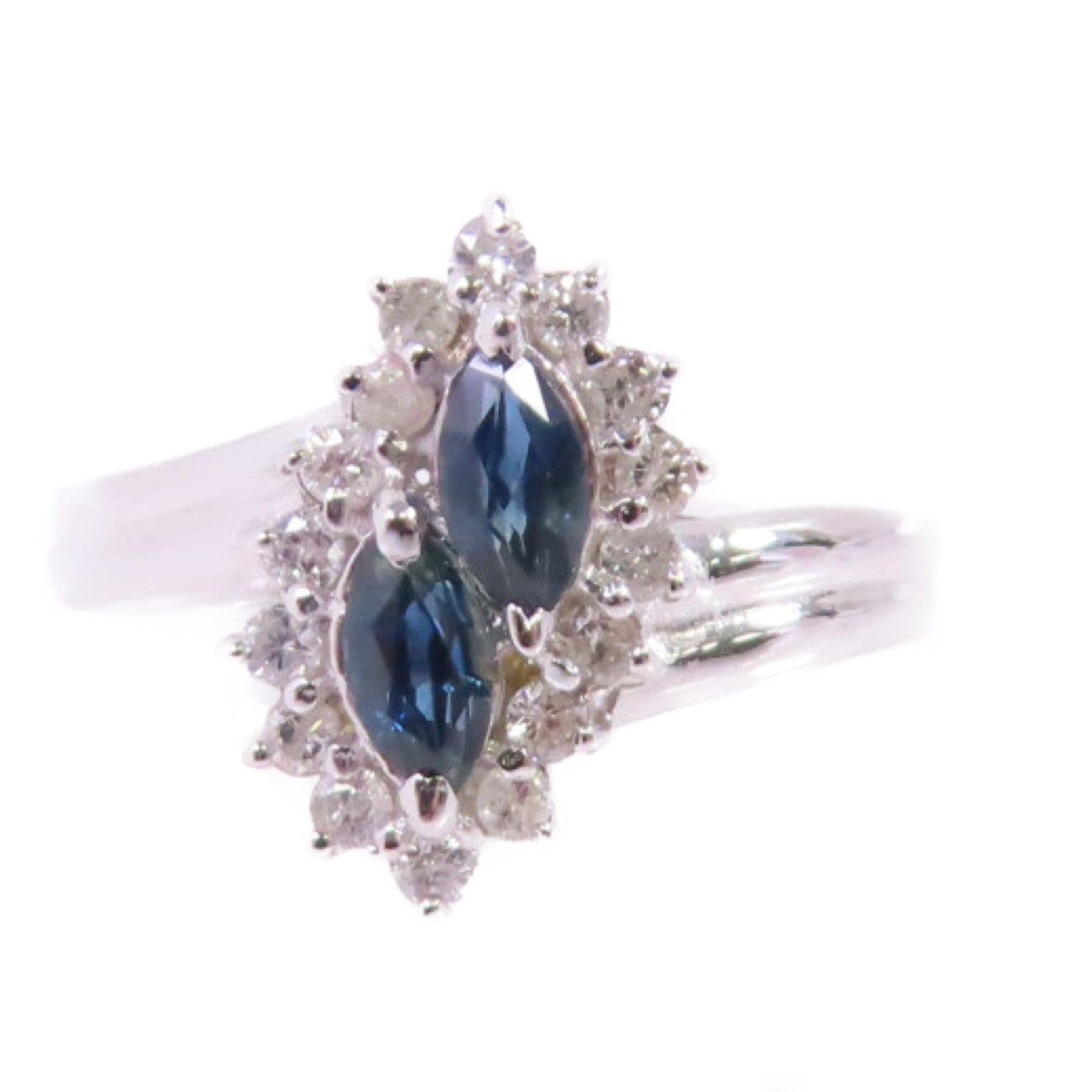 JEWELRY 【激減優惠】14K白金/藍寶石/鑽石Sapphire Diamond Ring戒指US#6.75