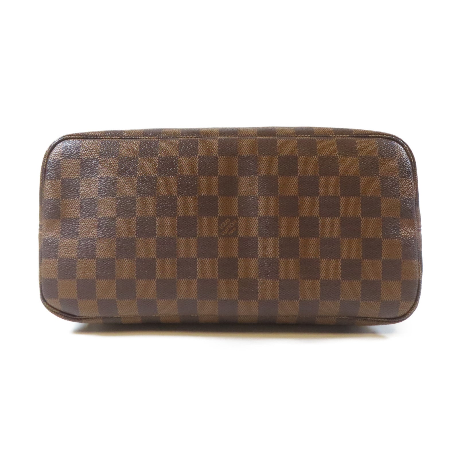 LOUIS VUITTON Damier Ebene Neverfull MM金扣手挽袋啡色