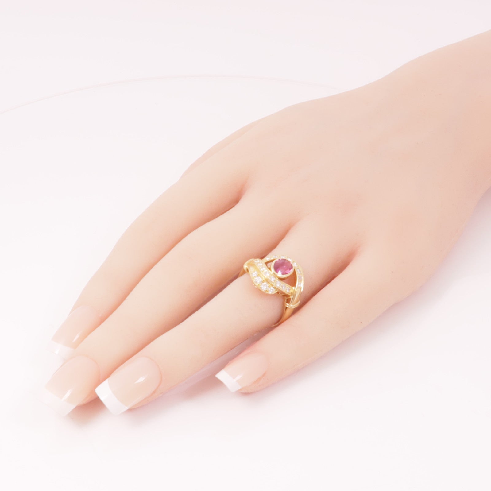 JEWELRY 【激減優惠】18K黃金Pink Sapphire/Diamond Ring粉紅藍寶石/鑽石戒指US#6