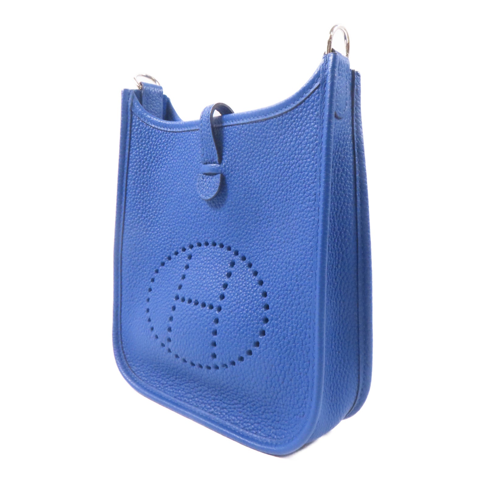 HERMES Clemence皮革Evelyne TPM銀扣肩背袋藍色