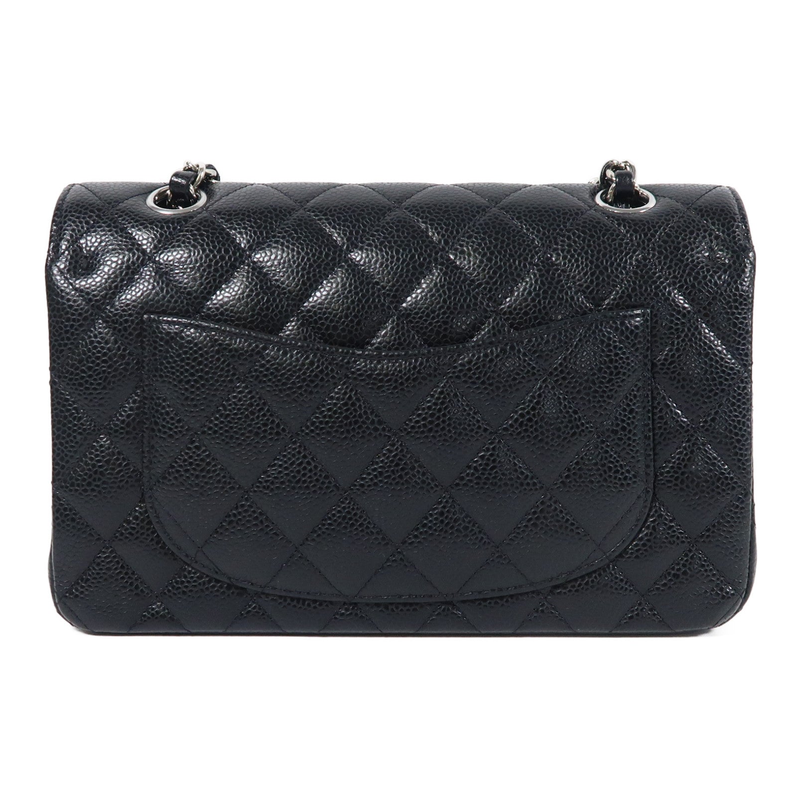 CHANEL 牛皮皮革Classic 23銀扣鏈帶肩背袋黑色