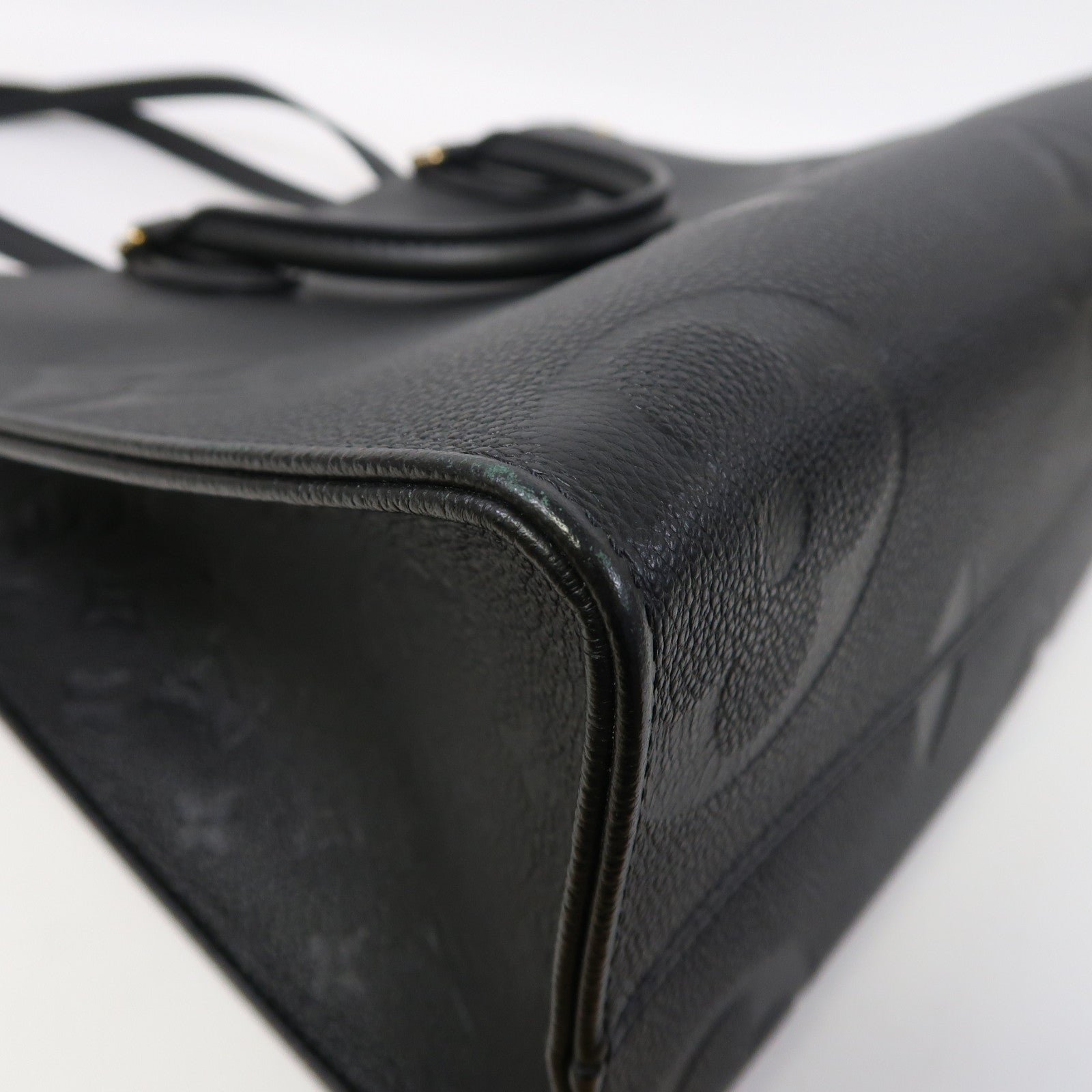 LOUIS VUITTON Monogram Empreinte On The Go MM金扣手挽肩背兩用袋黑色