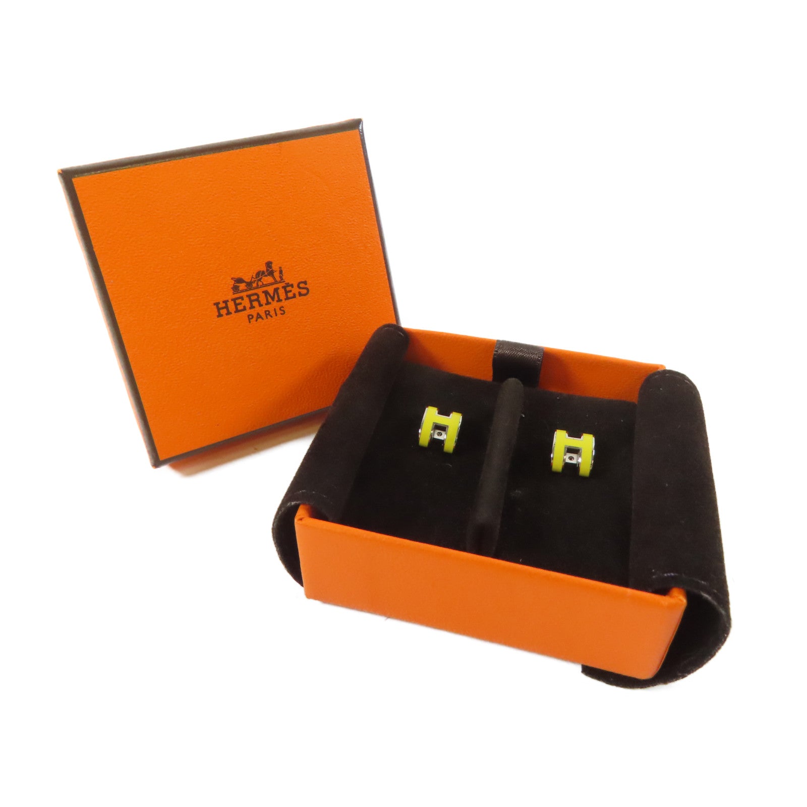 HERMES 金屬Mini Pop H Earrings耳環黃色