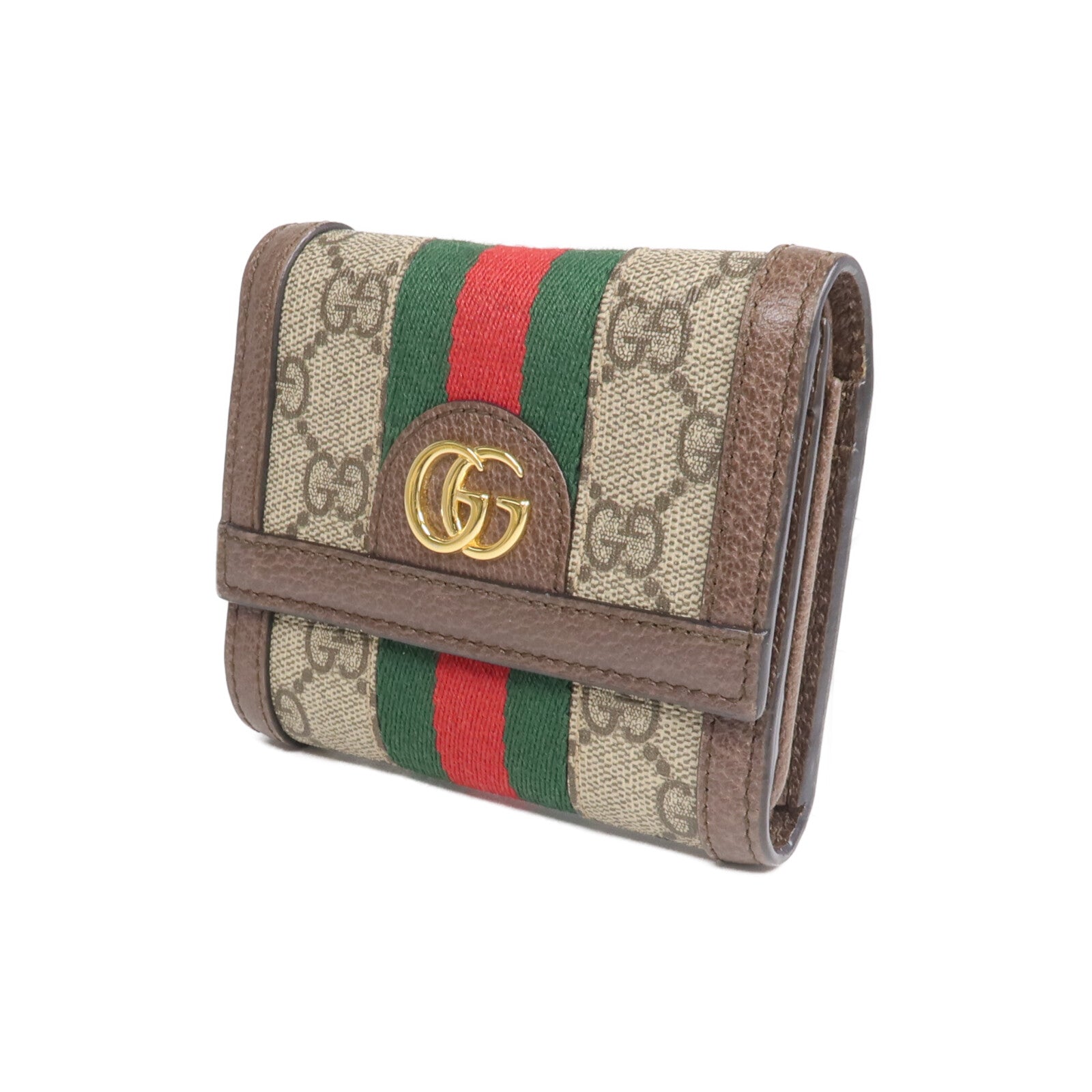 GUCCI 塗層帆布/牛皮皮革Ophidia Trifold Wallet金扣錢包