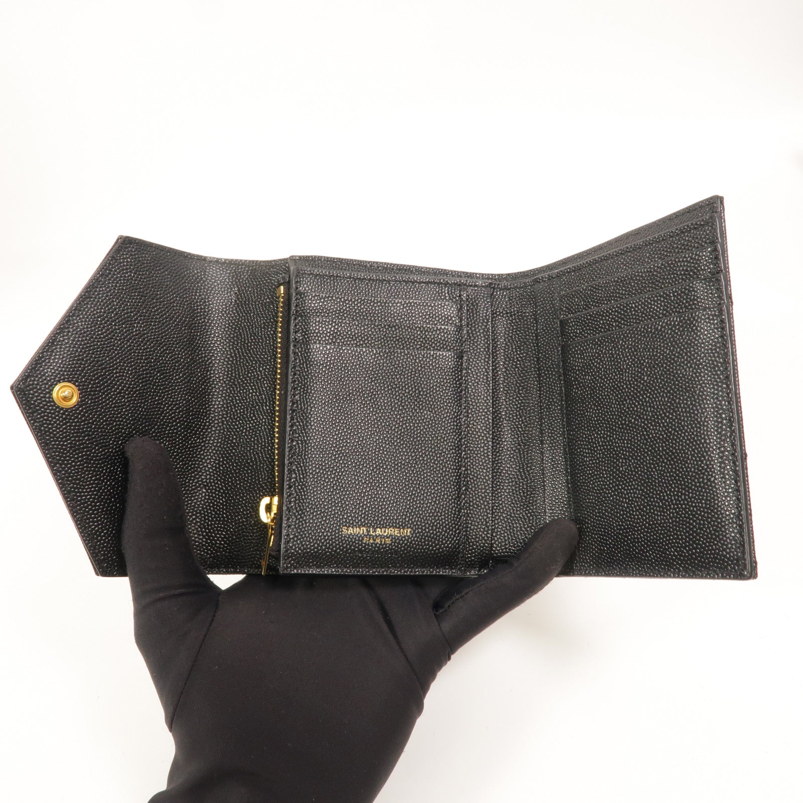 YVES SAINT LAURENT 牛皮皮革Tri Fold Wallet錢包