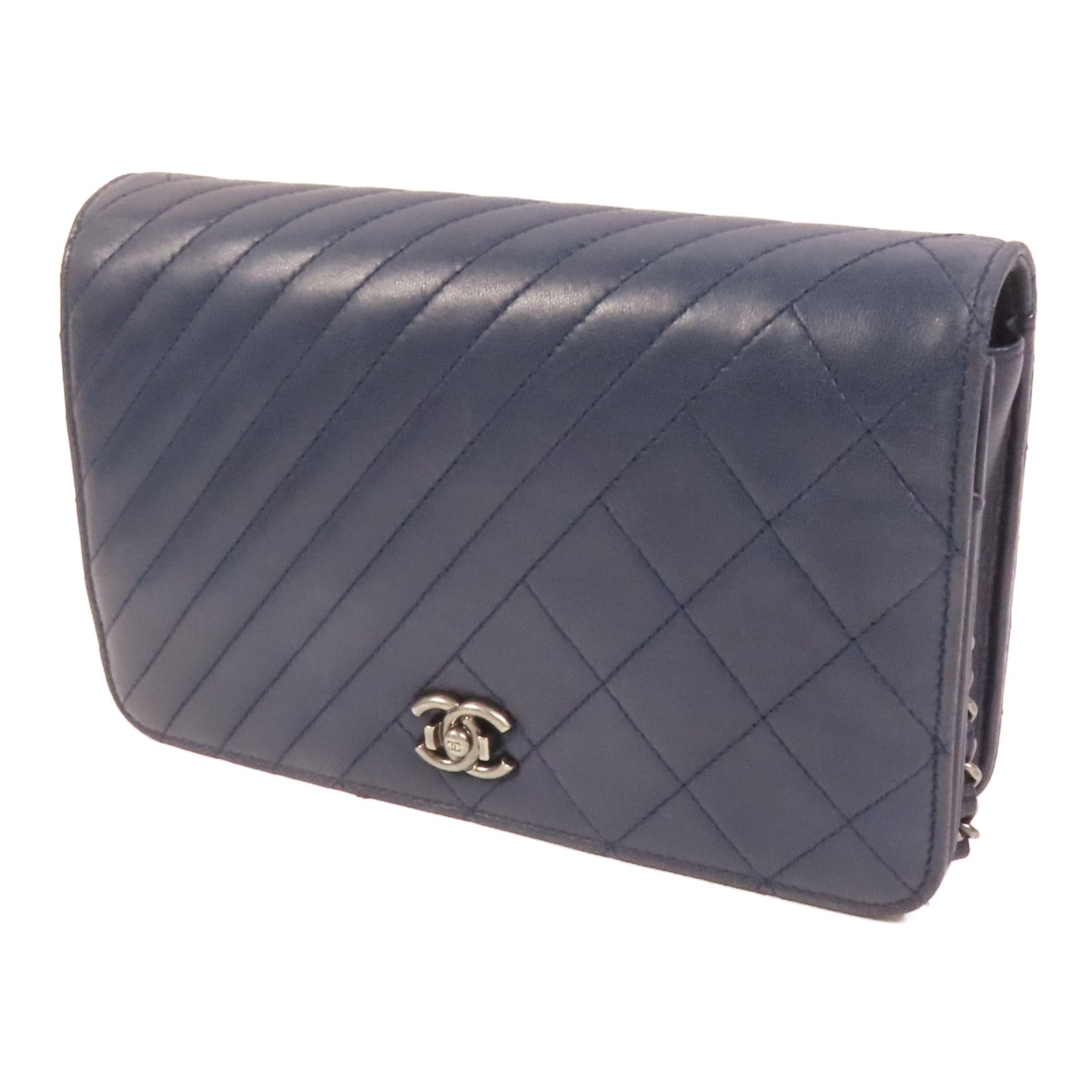 CHANEL 【激減優惠】羊皮皮革WOC Wallet On Chain銀扣鏈帶肩背袋