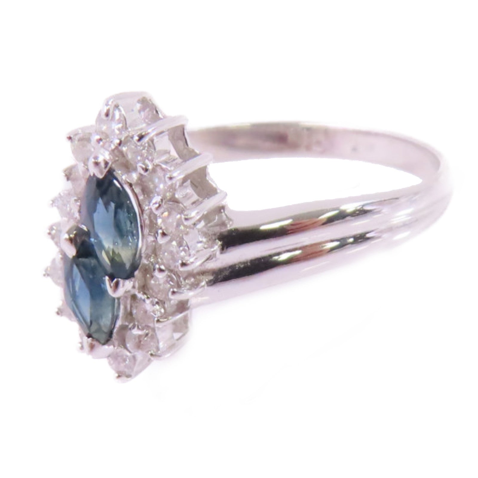 JEWELRY 【激減優惠】14K白金/藍寶石/鑽石Sapphire Diamond Ring戒指US#6.75