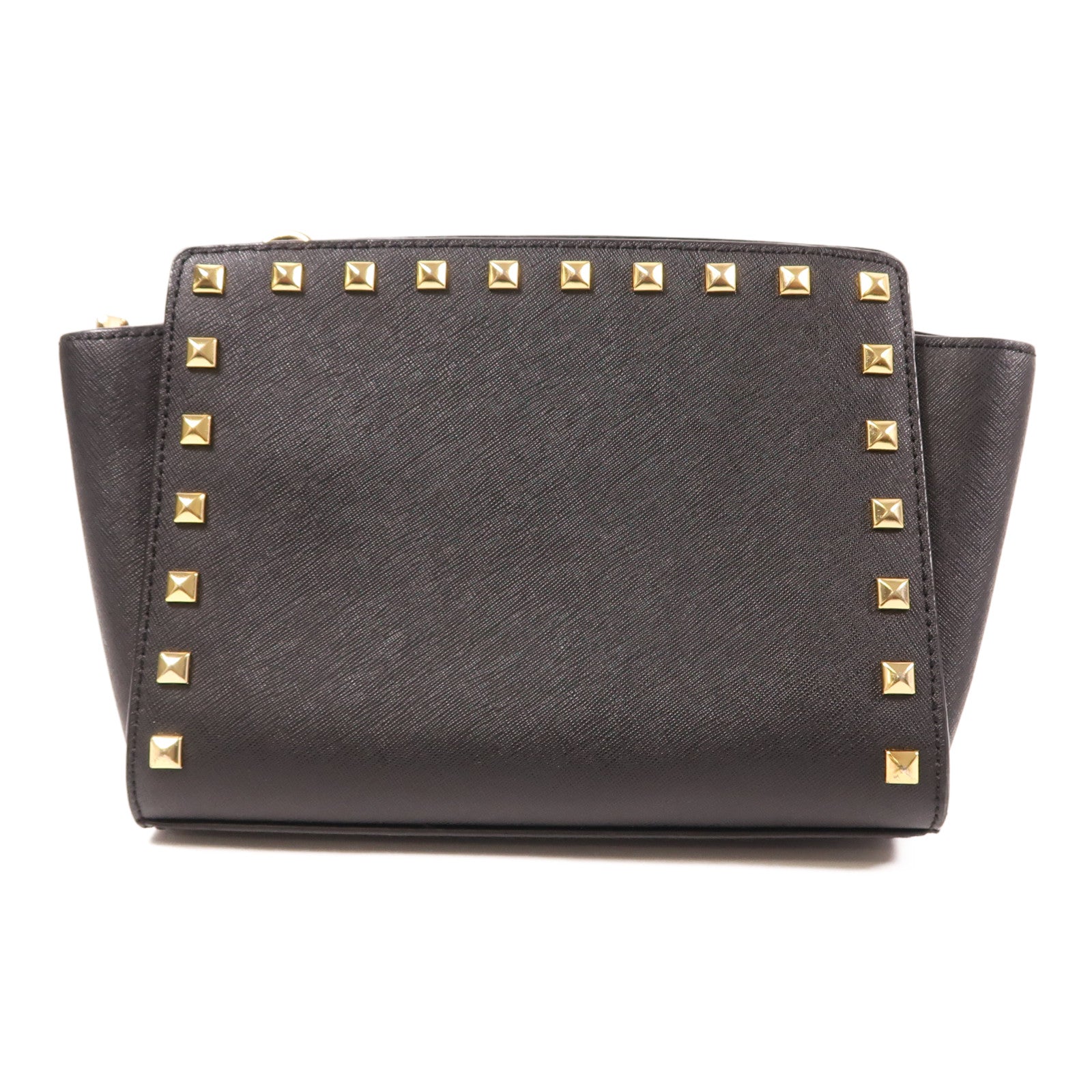 Michael Kors GHW Shoulder Bag Calfskin Leather Black