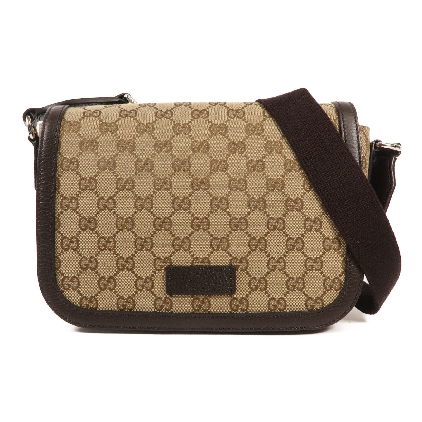GUCCI 塗層帆布Shoulder Bag銀扣肩背袋