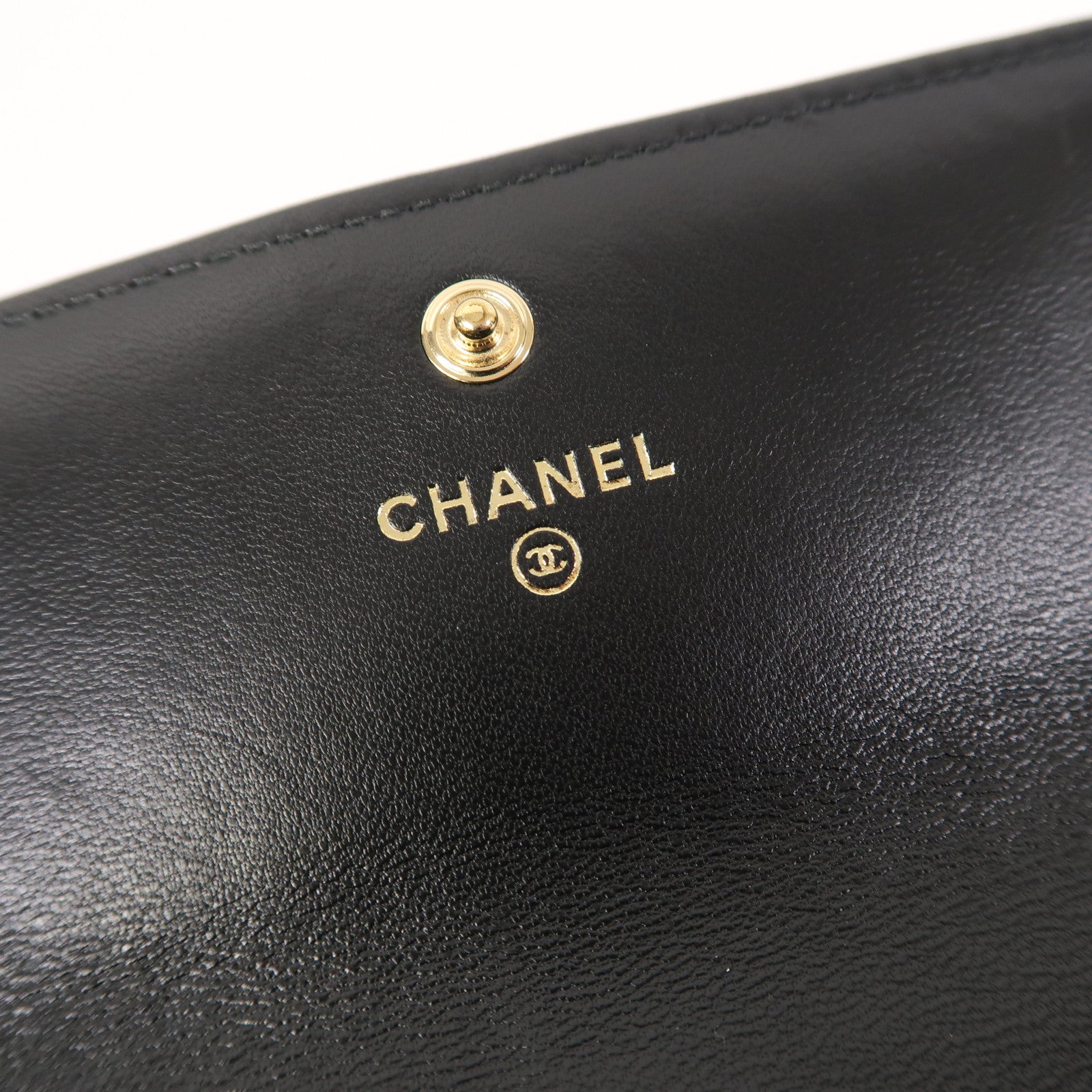 CHANEL 菱格羊皮皮革Boy Long Wallet金扣長錢包黑色
