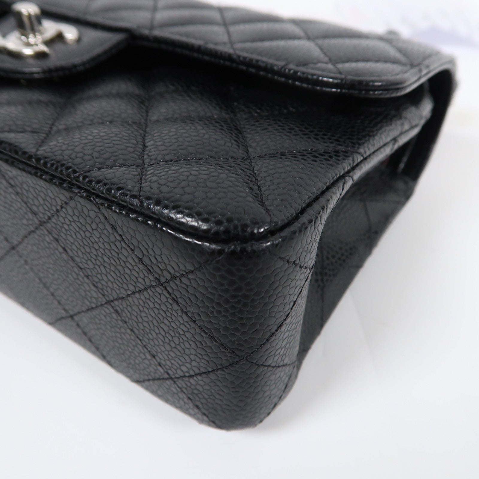 CHANEL 牛皮皮革Classic 23銀扣鏈帶肩背袋黑色