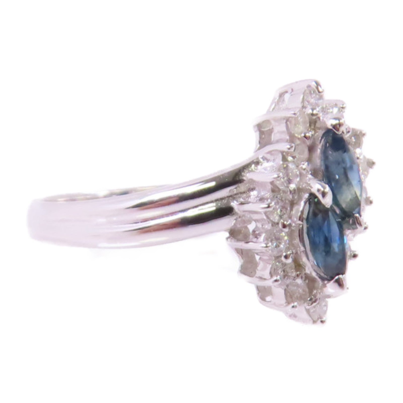 Jewelry Sapphire Diamond Ring US#6.75 18K White Gold