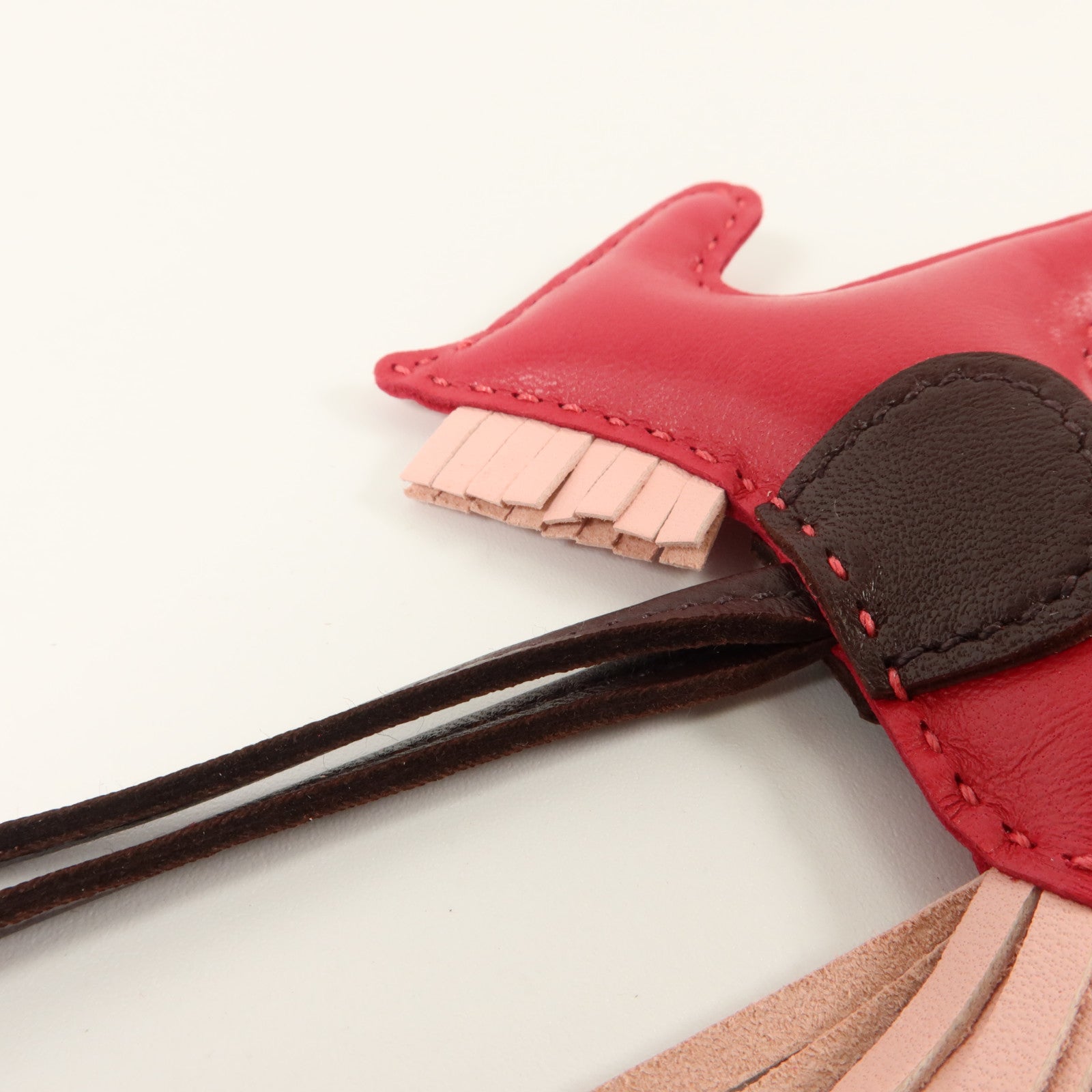 HERMES Milo皮革Rodeo PM掛飾Rose Sakura/Framboise/Rouge Sellier