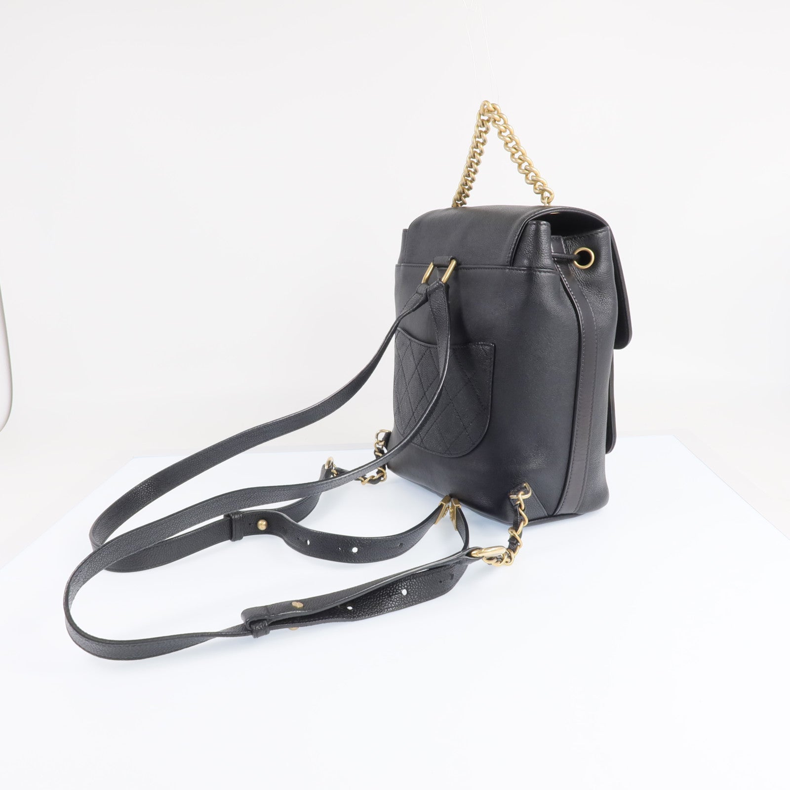CHANEL 【激減優惠】牛皮皮革Backpack金扣背包