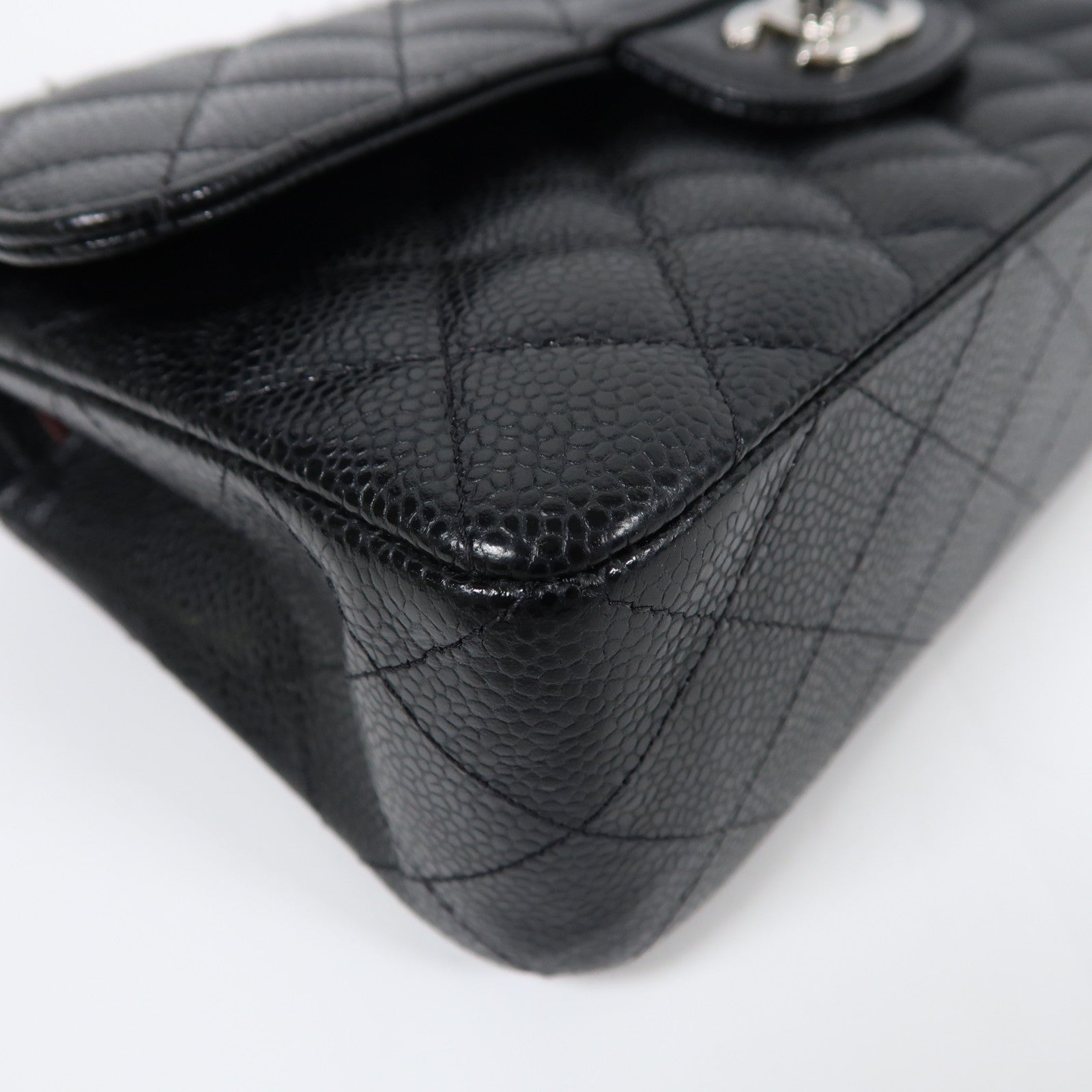 CHANEL 牛皮皮革Classic 23銀扣鏈帶肩背袋黑色
