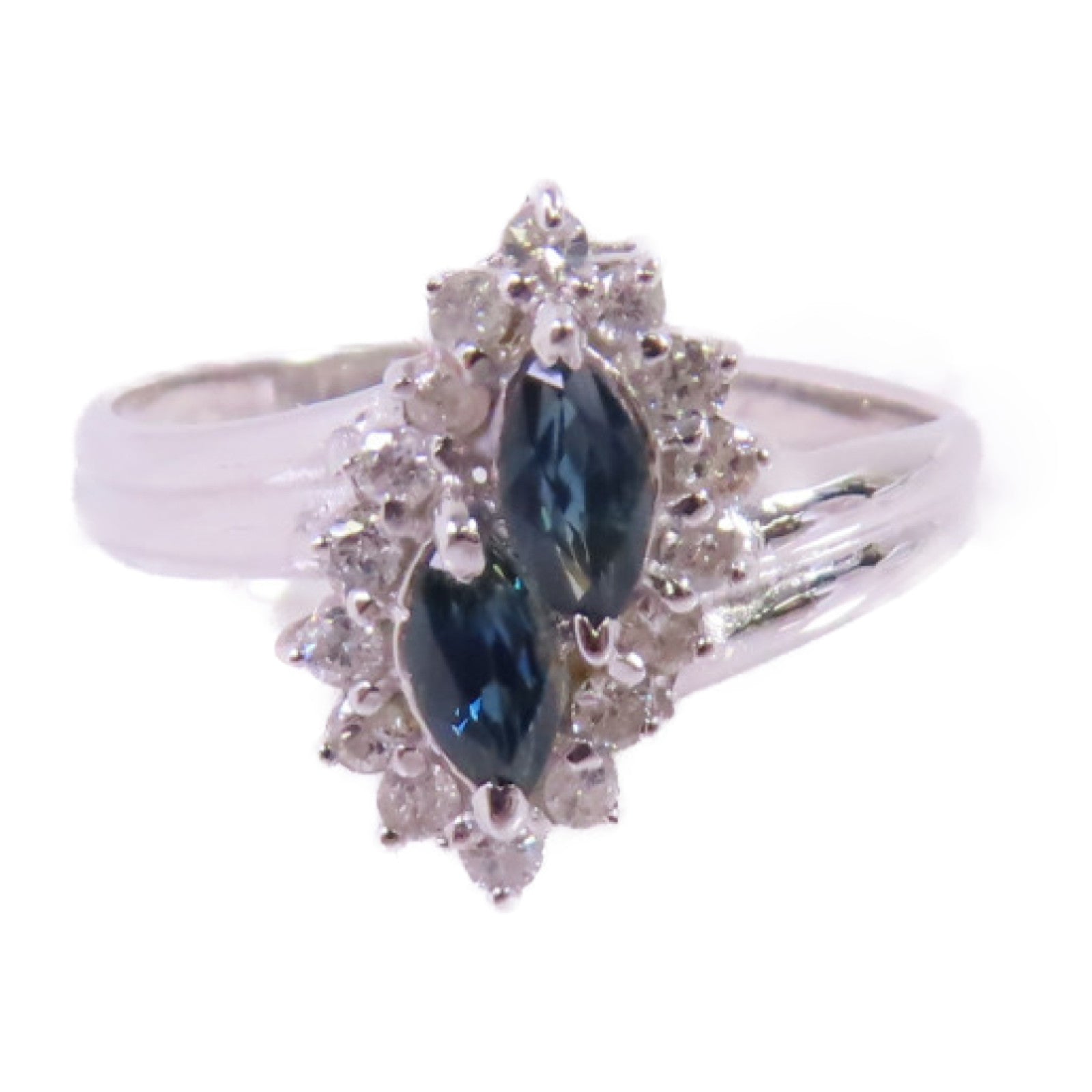 JEWELRY 【激減優惠】14K白金/藍寶石/鑽石Sapphire Diamond Ring戒指US#6.75