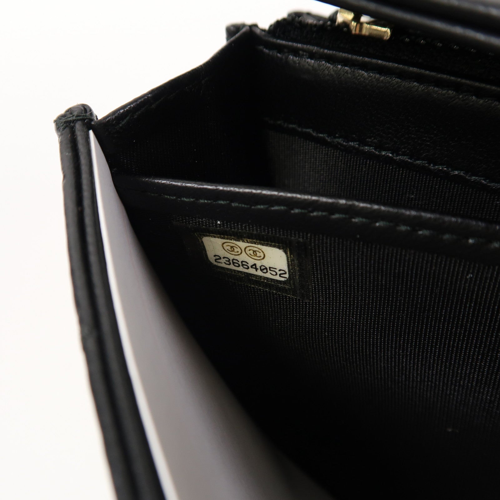 CHANEL 菱格羊皮皮革Boy Long Wallet金扣長錢包黑色