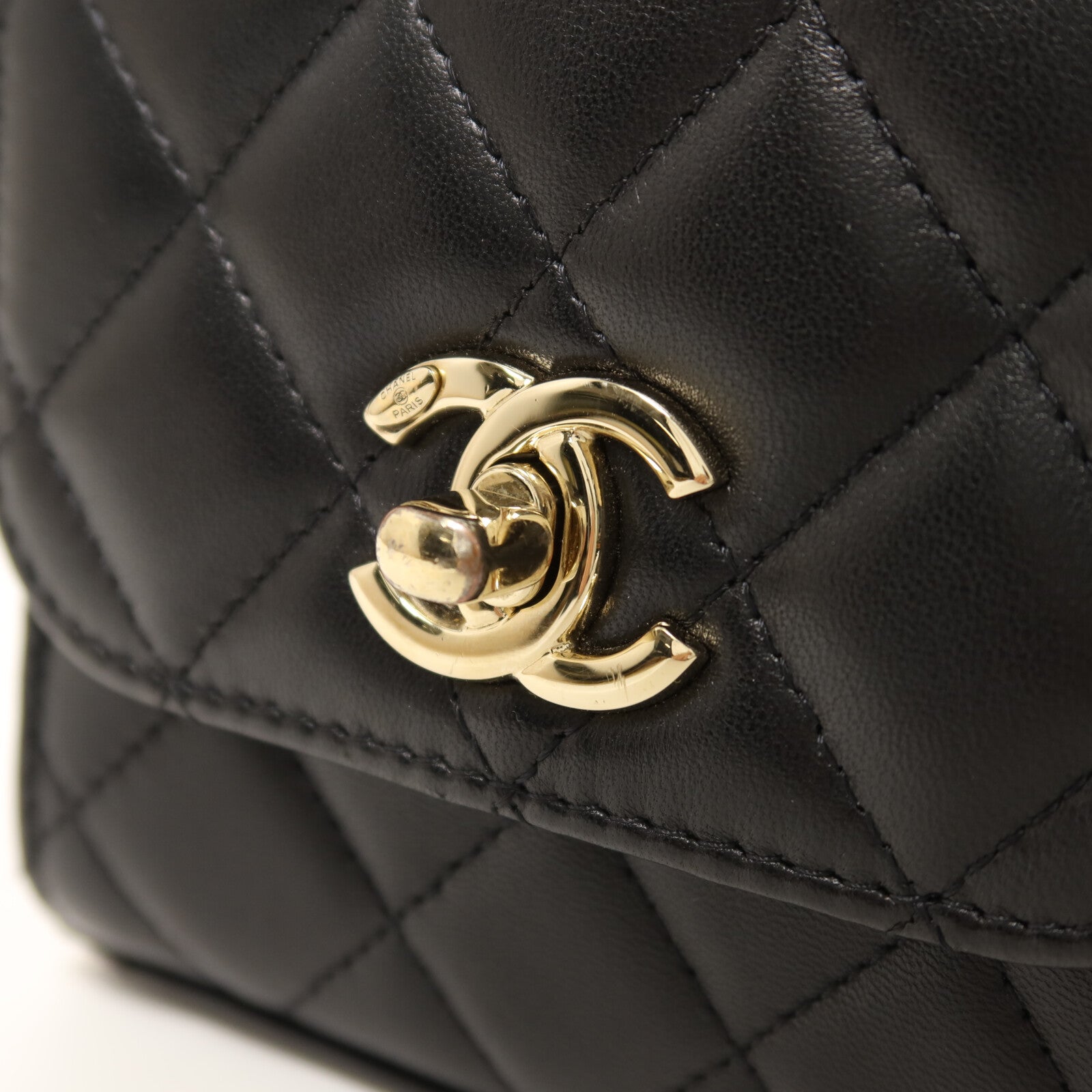 CHANEL 羊皮皮革Trendy CC Mini Flap Bag金扣鏈帶肩背袋