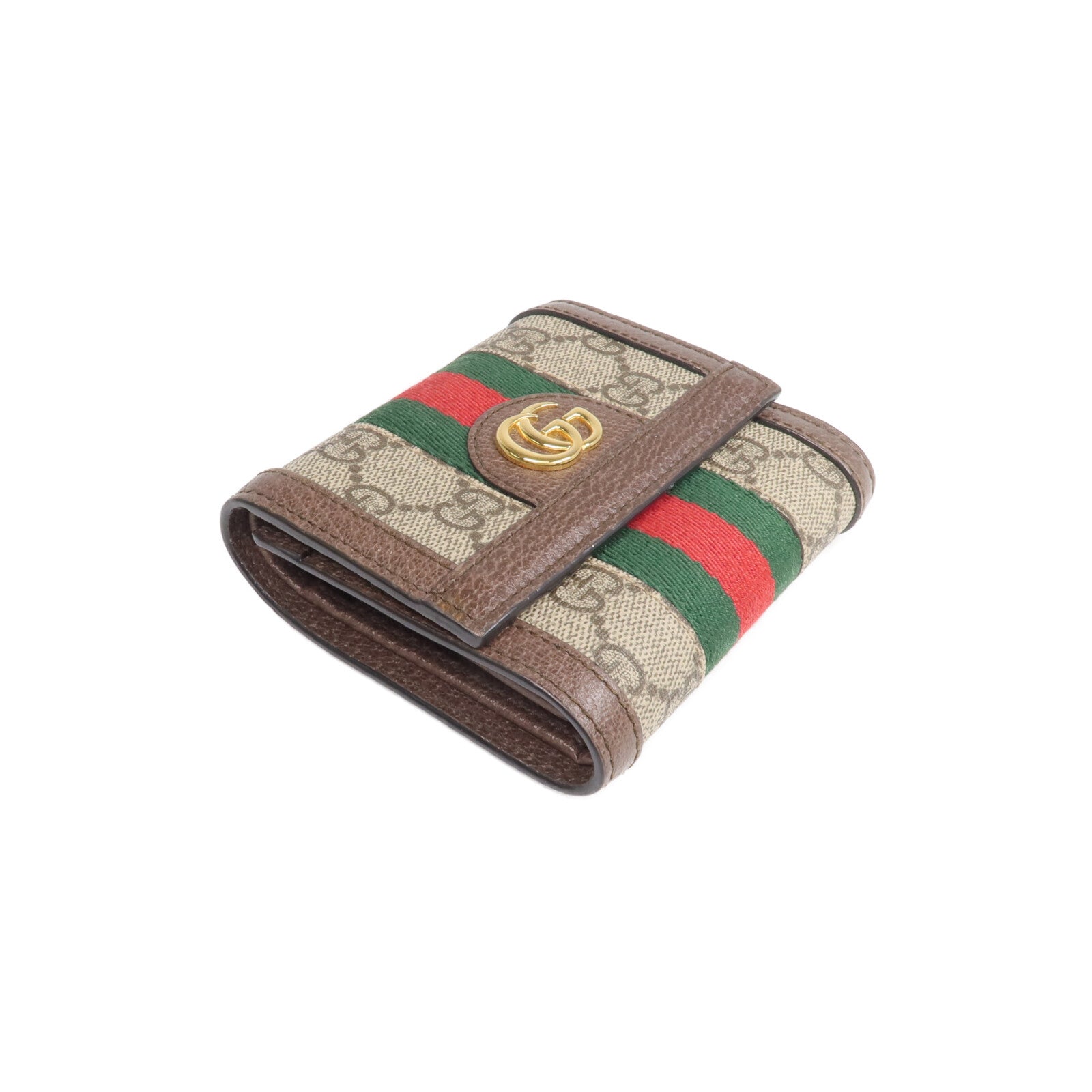 GUCCI 塗層帆布/牛皮皮革Ophidia Trifold Wallet金扣錢包