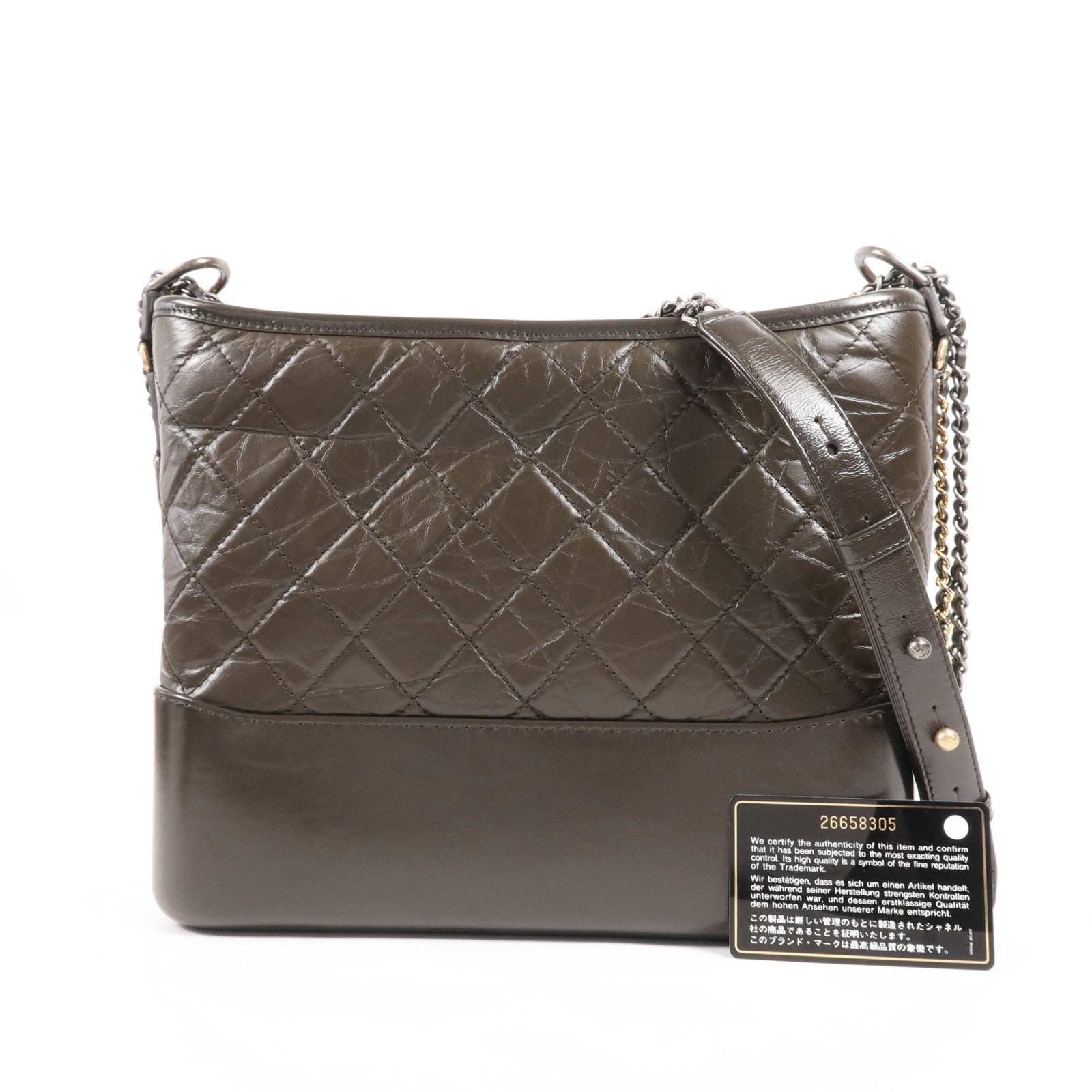 CHANEL 牛皮皮革Gabrielle Medium鏈帶肩背袋