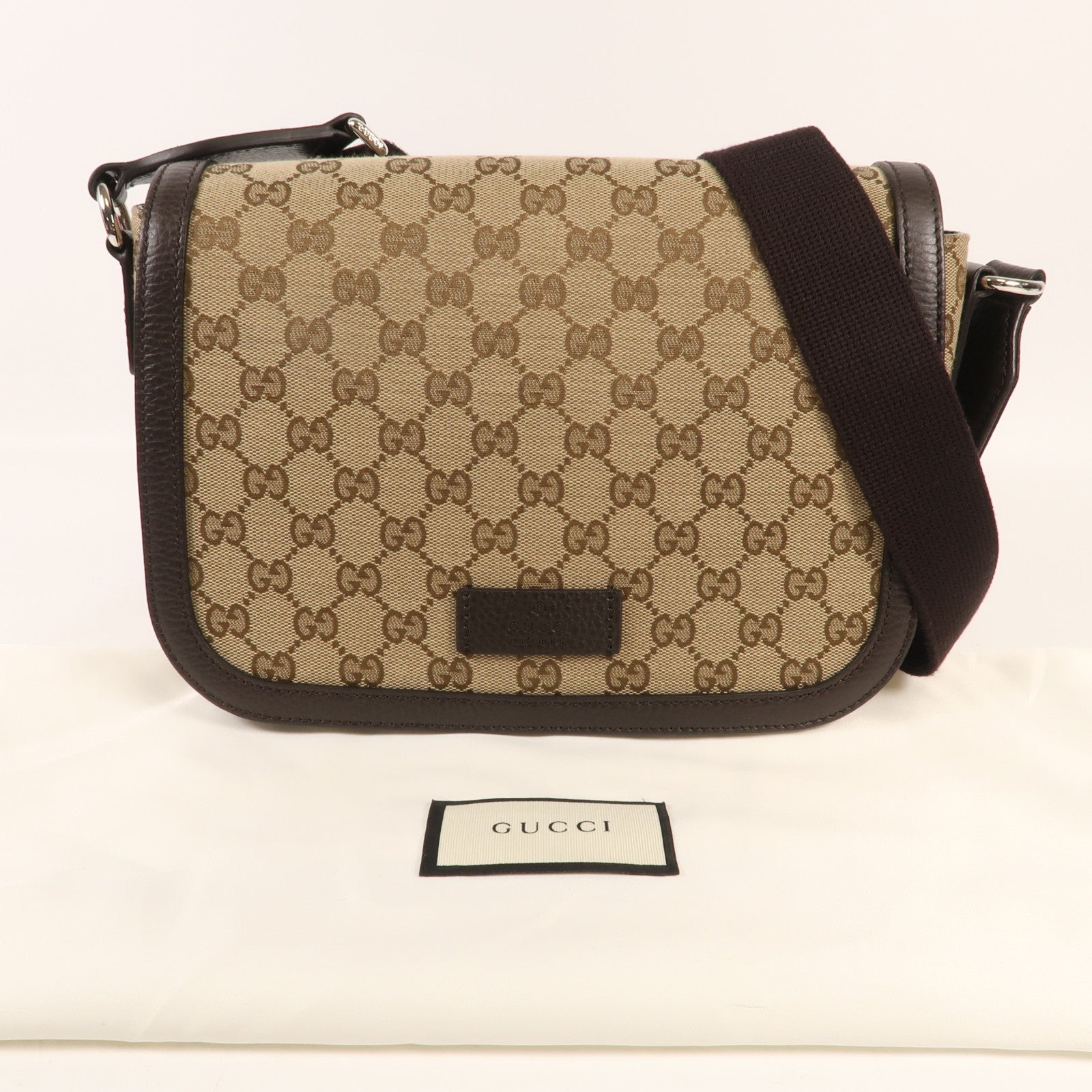GUCCI 塗層帆布Shoulder Bag銀扣肩背袋
