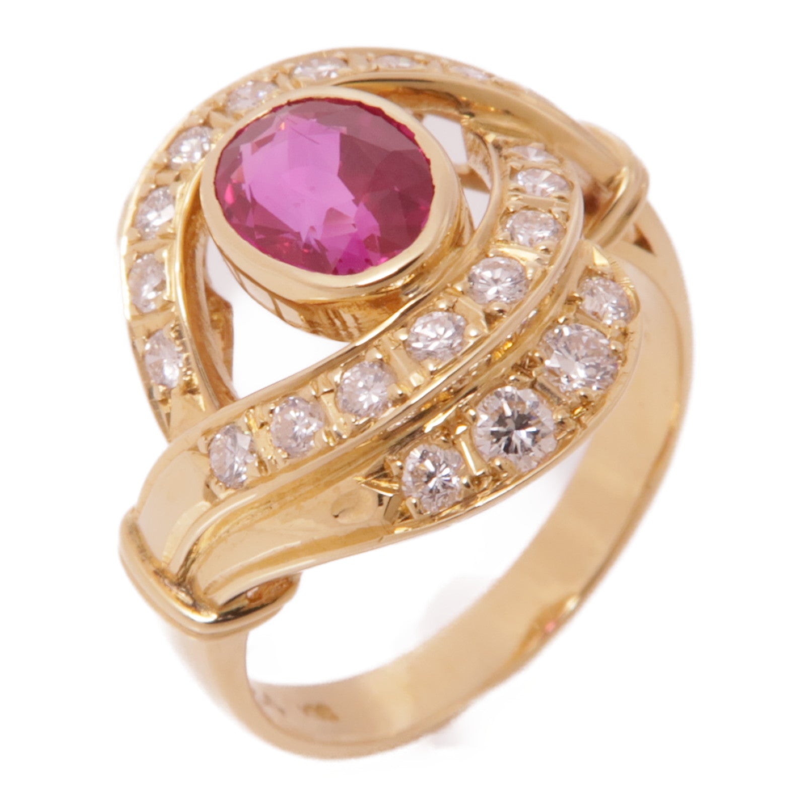 JEWELRY 【激減優惠】18K黃金Pink Sapphire/Diamond Ring粉紅藍寶石/鑽石戒指US#6