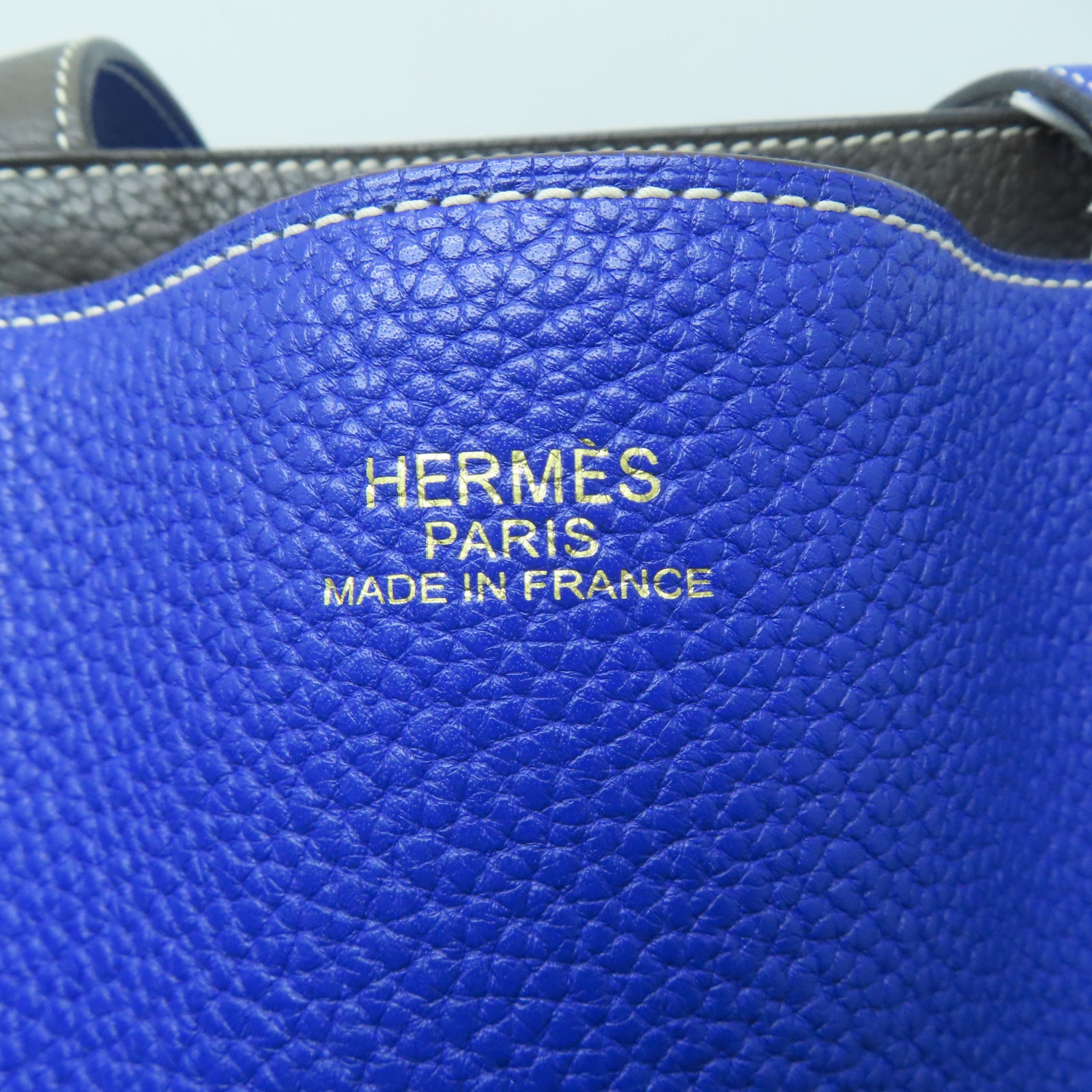 HERMES 【激減優惠】Clemence皮革Double Sens肩背袋Etain錫器灰色/Bleu Electrique電光藍色