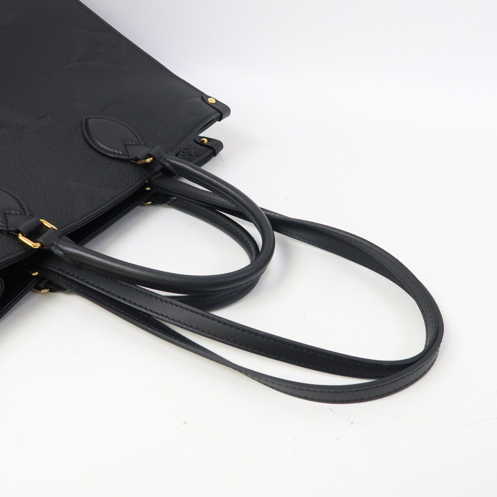 LOUIS VUITTON Monogram Empreinte On The Go MM金扣手挽肩背兩用袋黑色