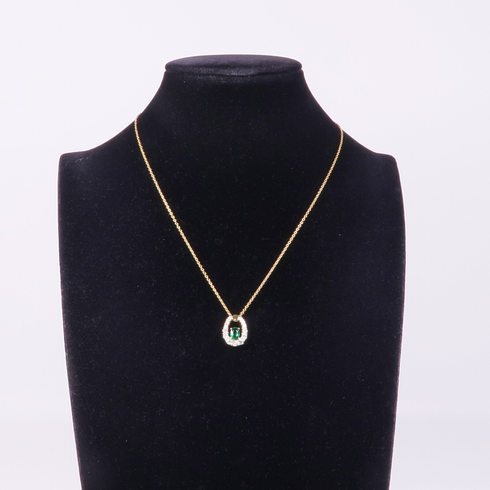 JEWELRY 18K黃金Emerald Diamond Necklace綠寶石/鑽石項鍊