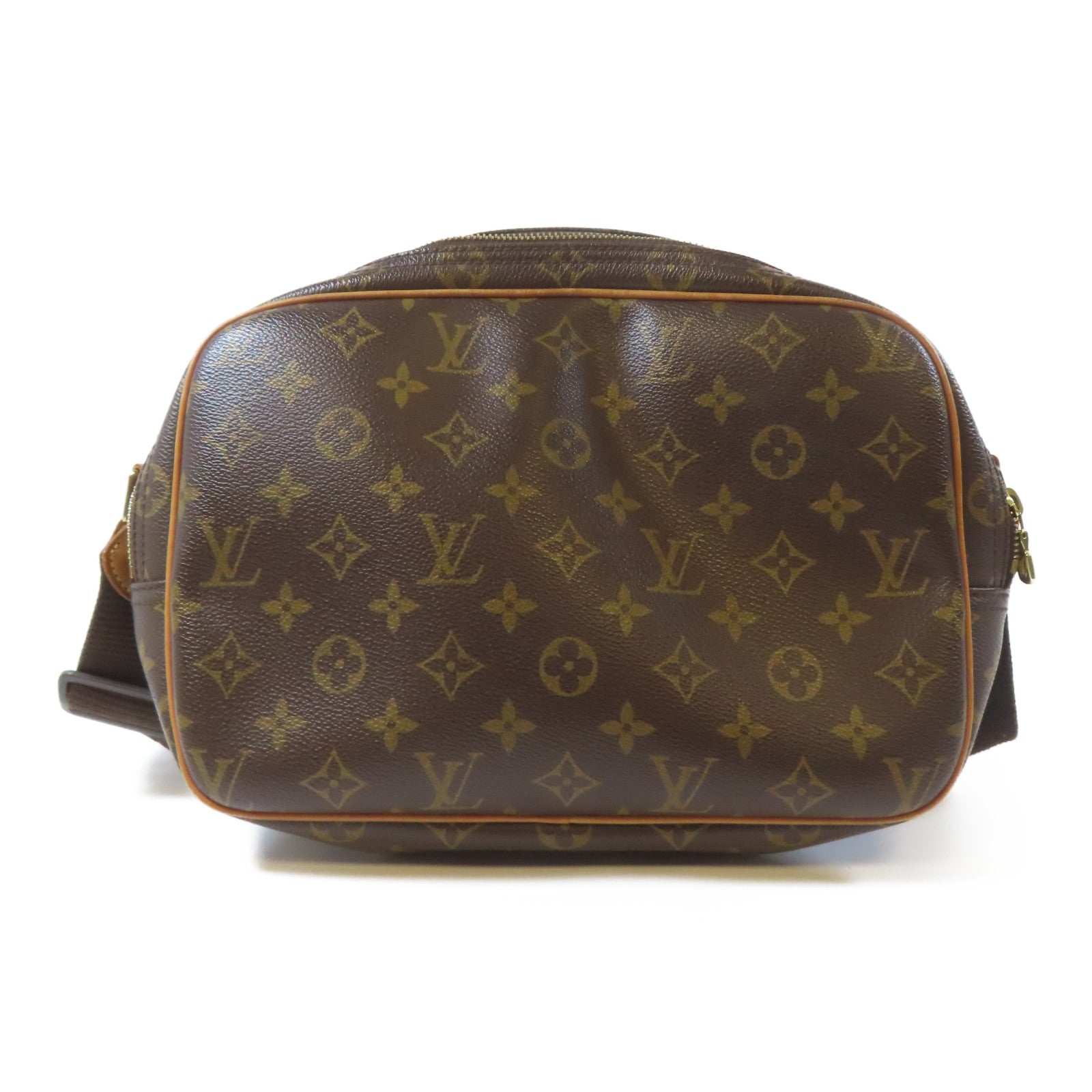 LOUIS VUITTON Monogram Reporter PM金扣肩背袋啡色