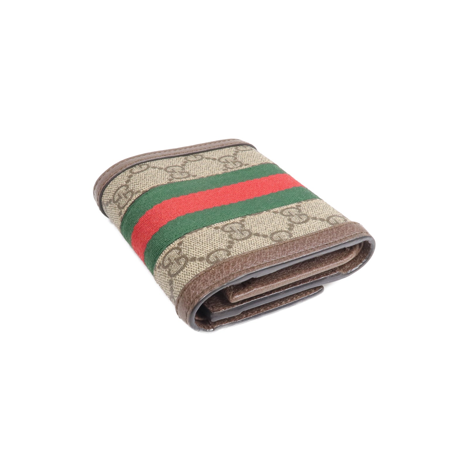 GUCCI 塗層帆布/牛皮皮革Ophidia Trifold Wallet金扣錢包