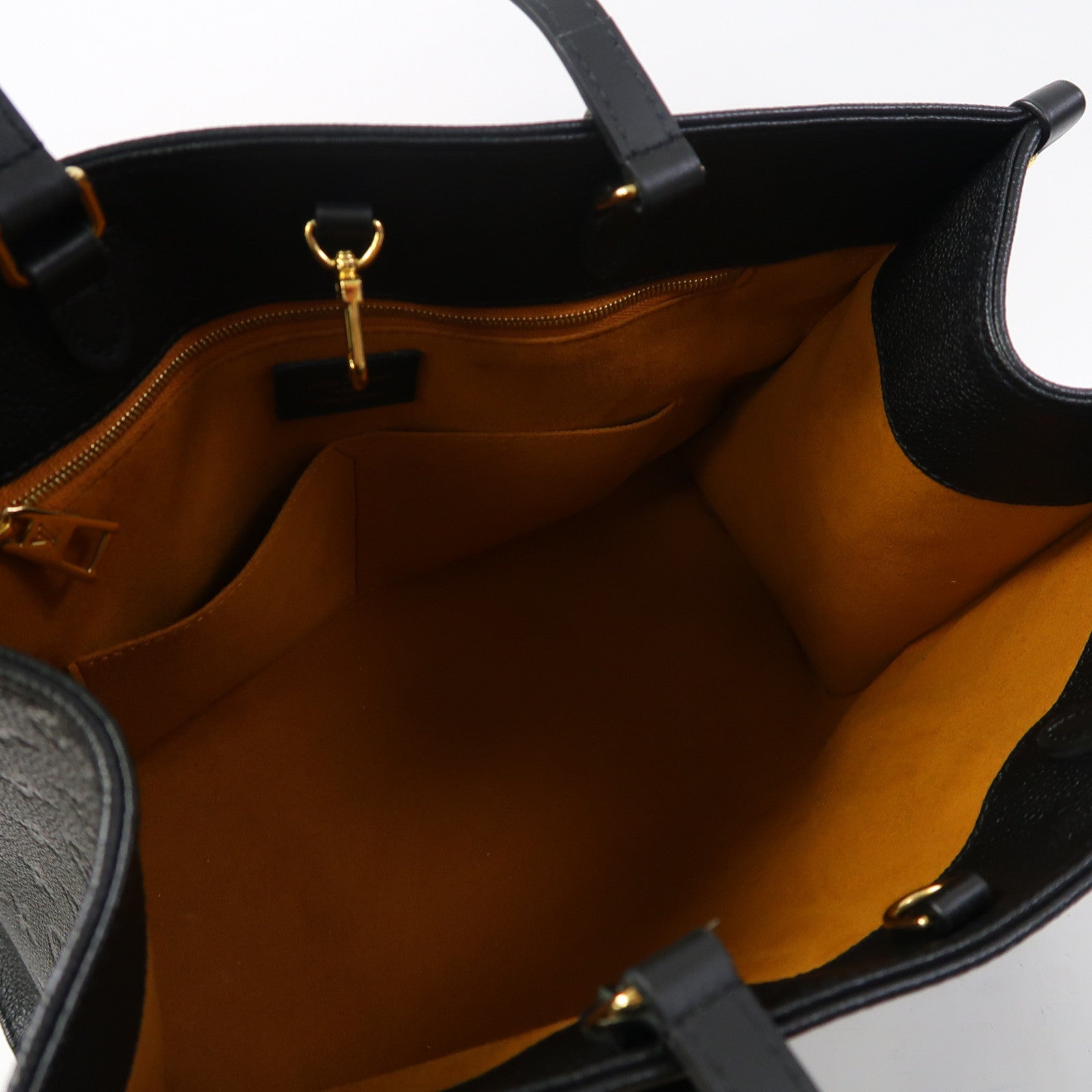 LOUIS VUITTON Monogram Empreinte On The Go MM金扣手挽肩背兩用袋黑色