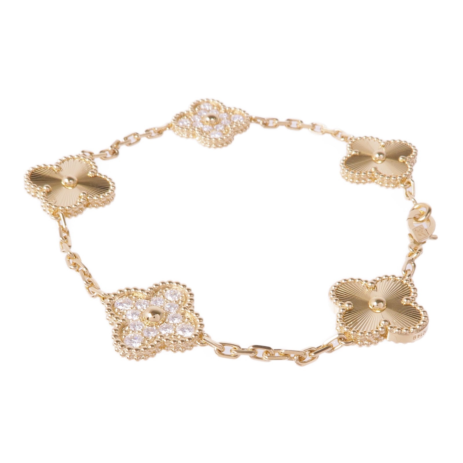 Van Cleef & Arpels 18K黃金Vintage Alhambra鑽石手鏈