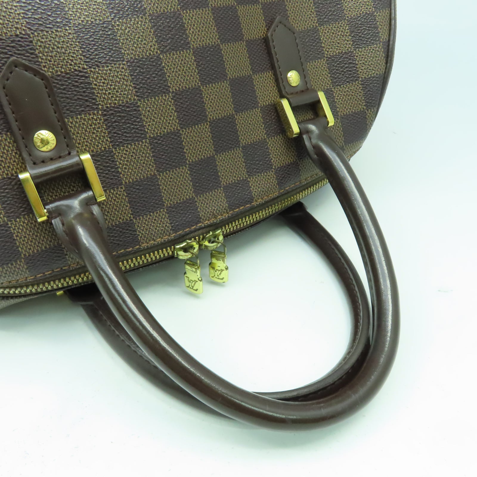 LOUIS VUITTON 【清倉大減價】Damier Ribera MM金扣手挽袋棕色