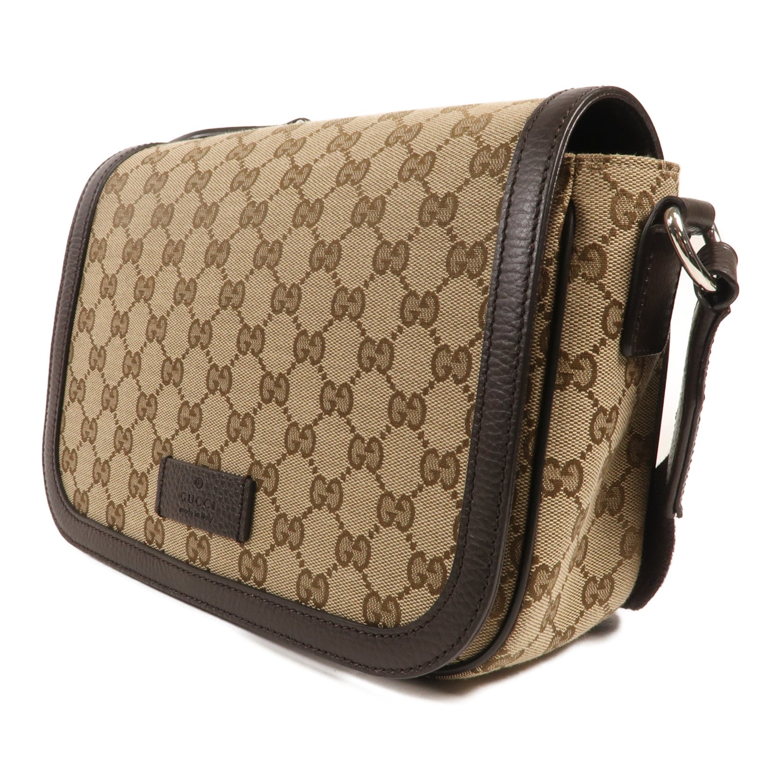 GUCCI 塗層帆布Shoulder Bag銀扣肩背袋
