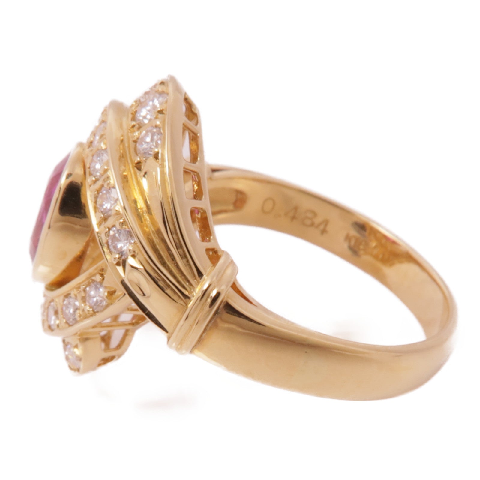 JEWELRY 【激減優惠】18K黃金Pink Sapphire/Diamond Ring粉紅藍寶石/鑽石戒指US#6