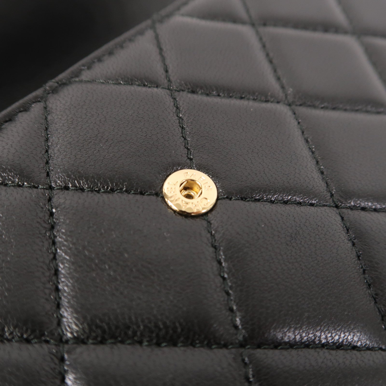 CHANEL 菱格羊皮皮革Boy Long Wallet金扣長錢包黑色