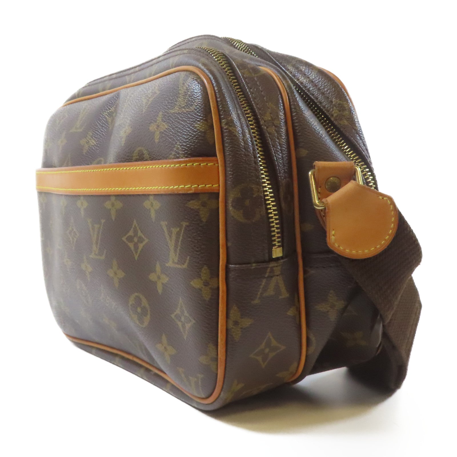 LOUIS VUITTON Monogram Reporter PM金扣肩背袋啡色