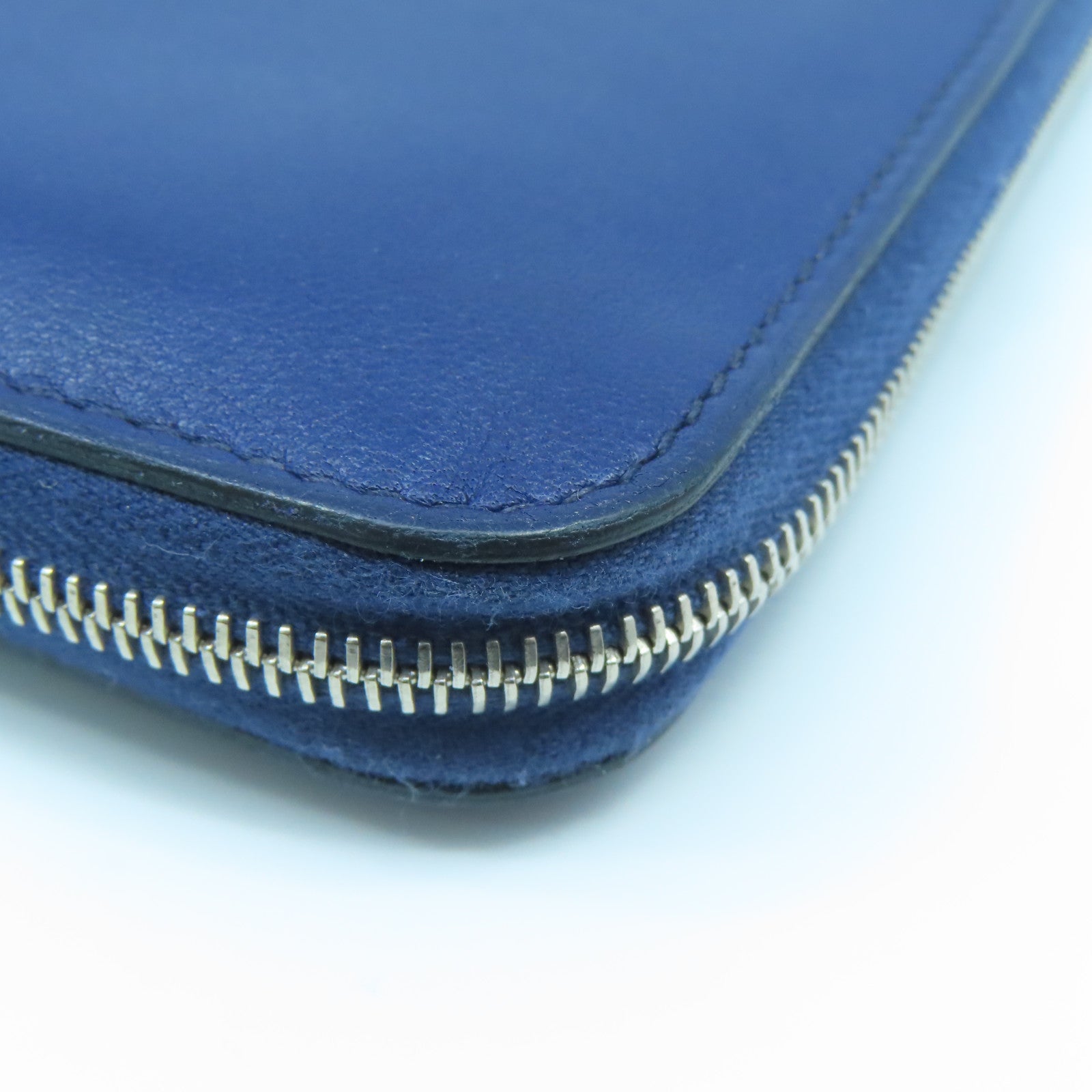 HERMES 【清倉大減價】Swift皮革Compact Round Wallet銀扣長錢包藍寶石色