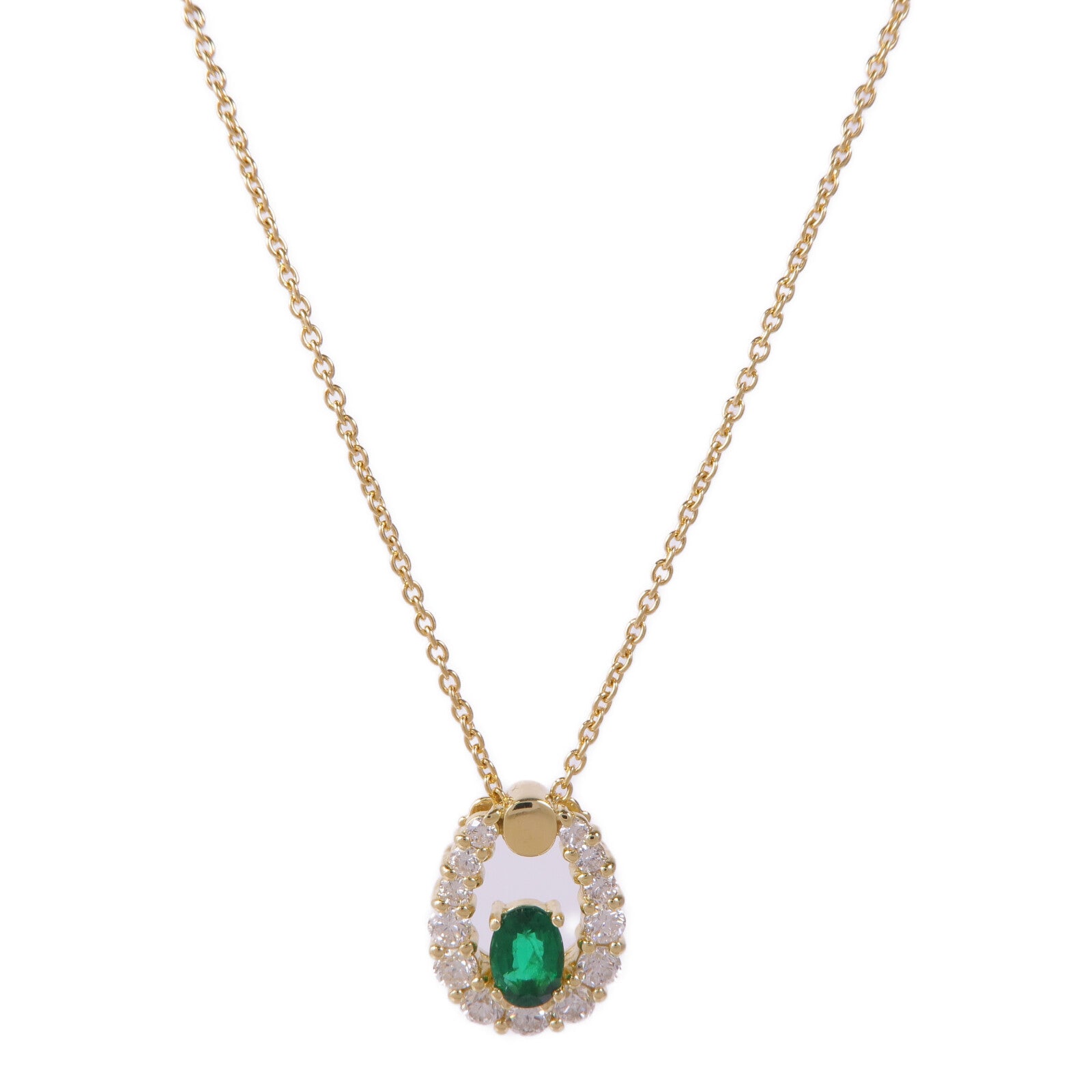 JEWELRY 18K黃金Emerald Diamond Necklace綠寶石/鑽石項鍊