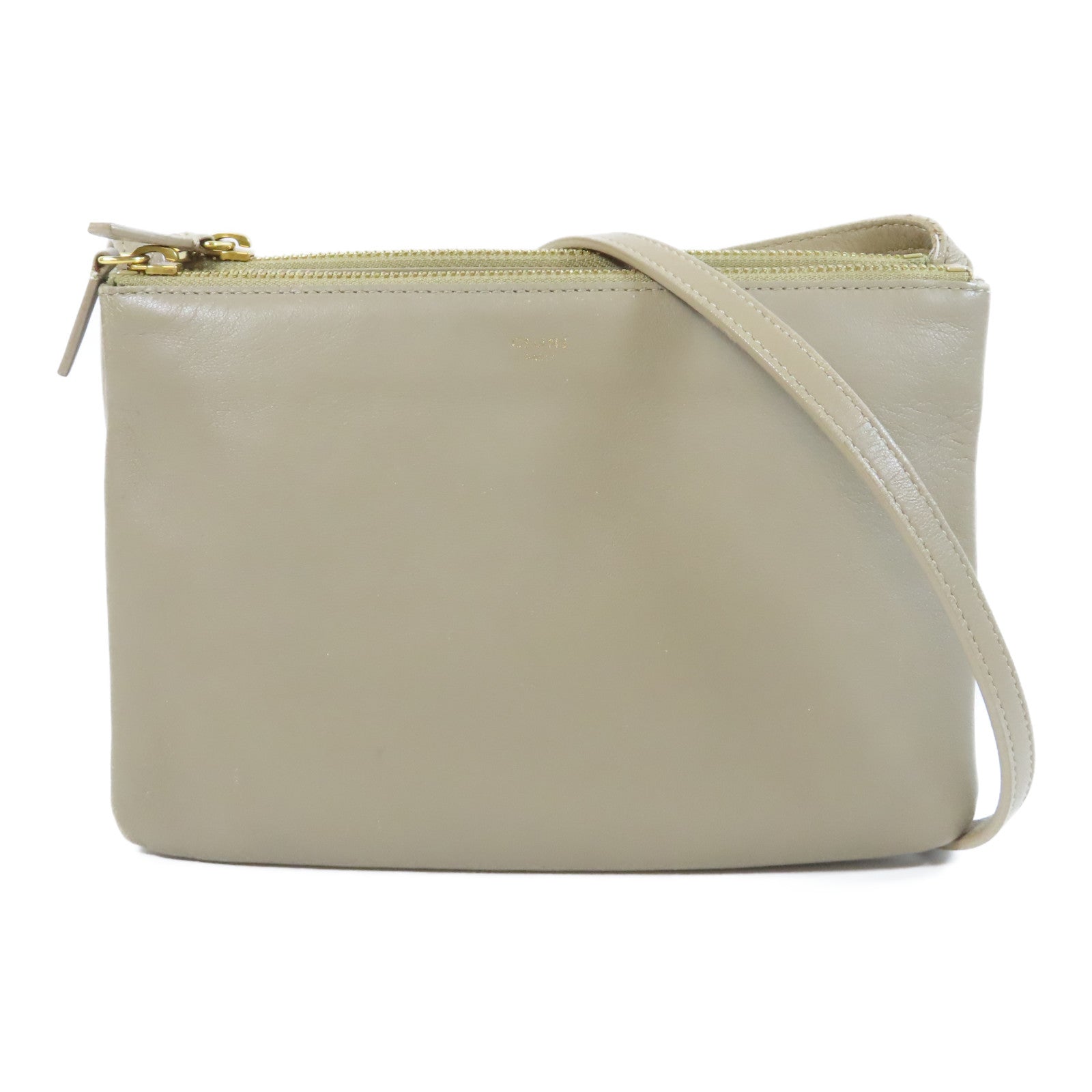 CELINE 【激減優惠】牛皮皮革Shoulder Bag金扣肩背袋米色