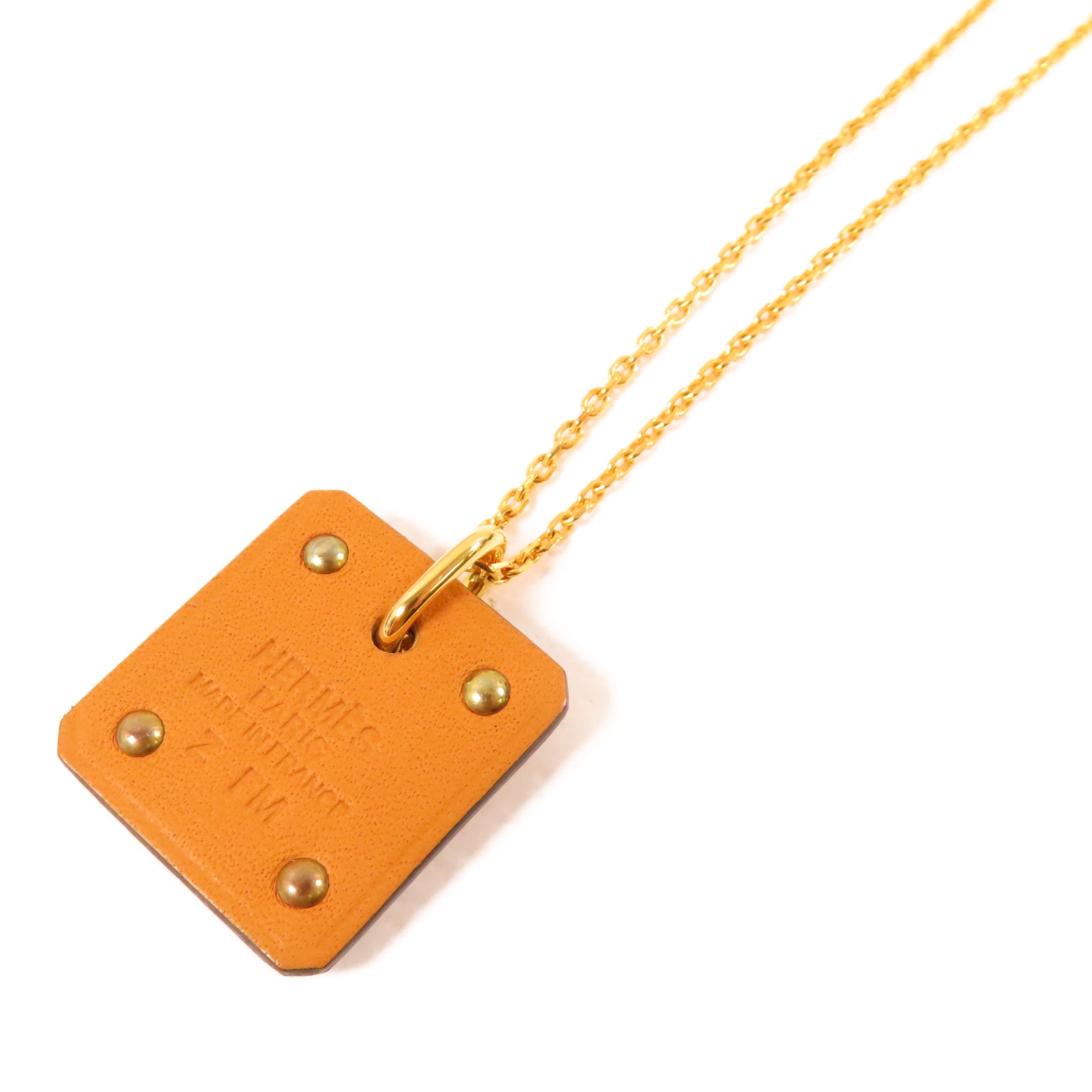 HERMES 【激減優惠】Swift皮革/金屬As De Coeur Pendant項鍊金色/黑色
