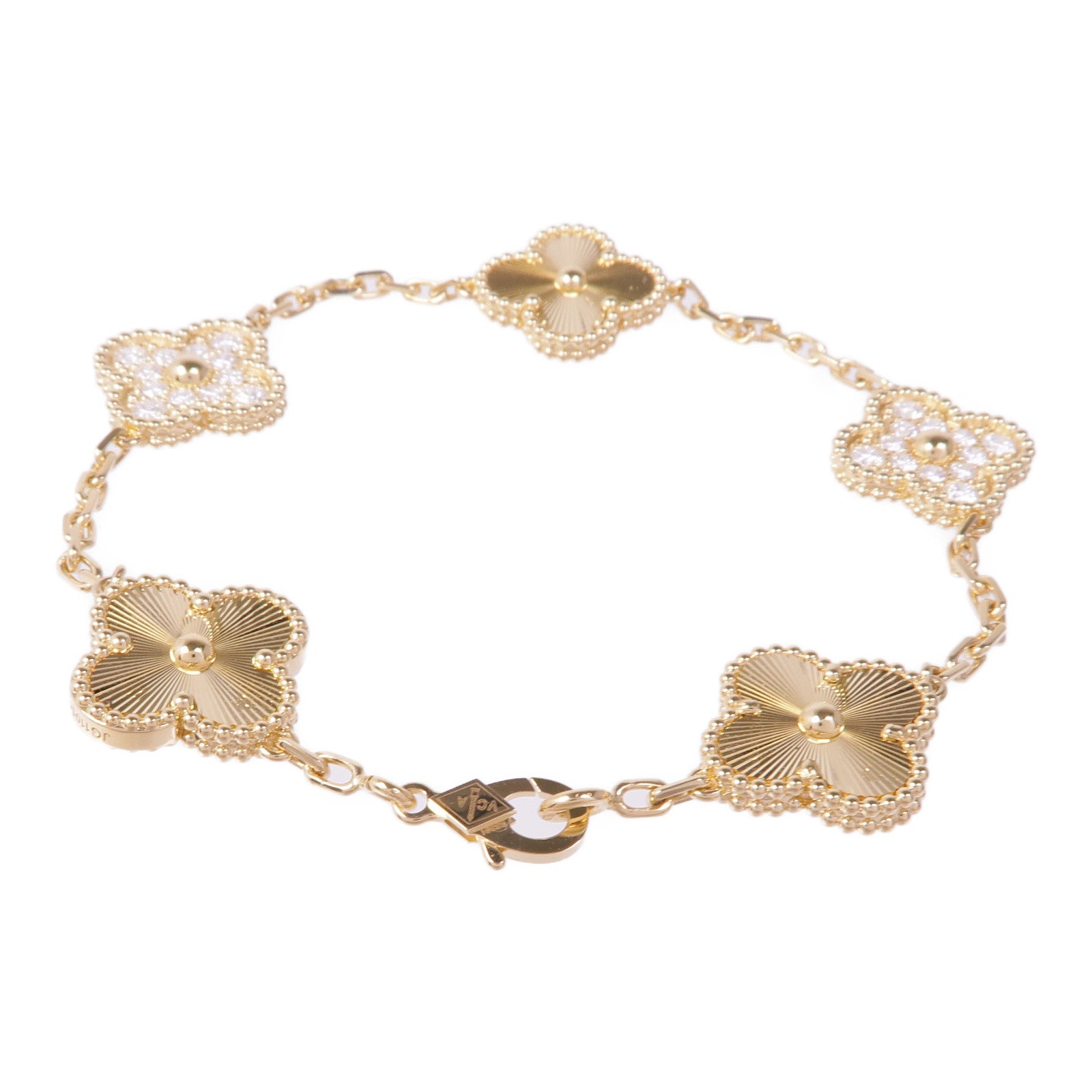 Van Cleef & Arpels 18K黃金Vintage Alhambra鑽石手鏈