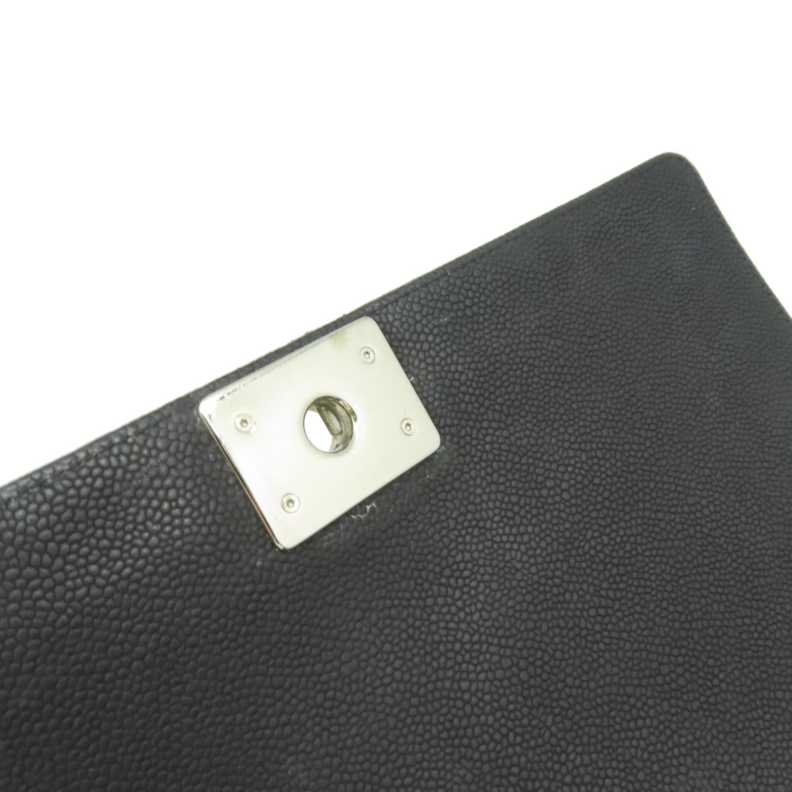 CHANEL 【清倉大減價】菱格Caviar皮革Boy Chanel Chain Shoulder Bag銀扣鏈帶肩背袋黑色