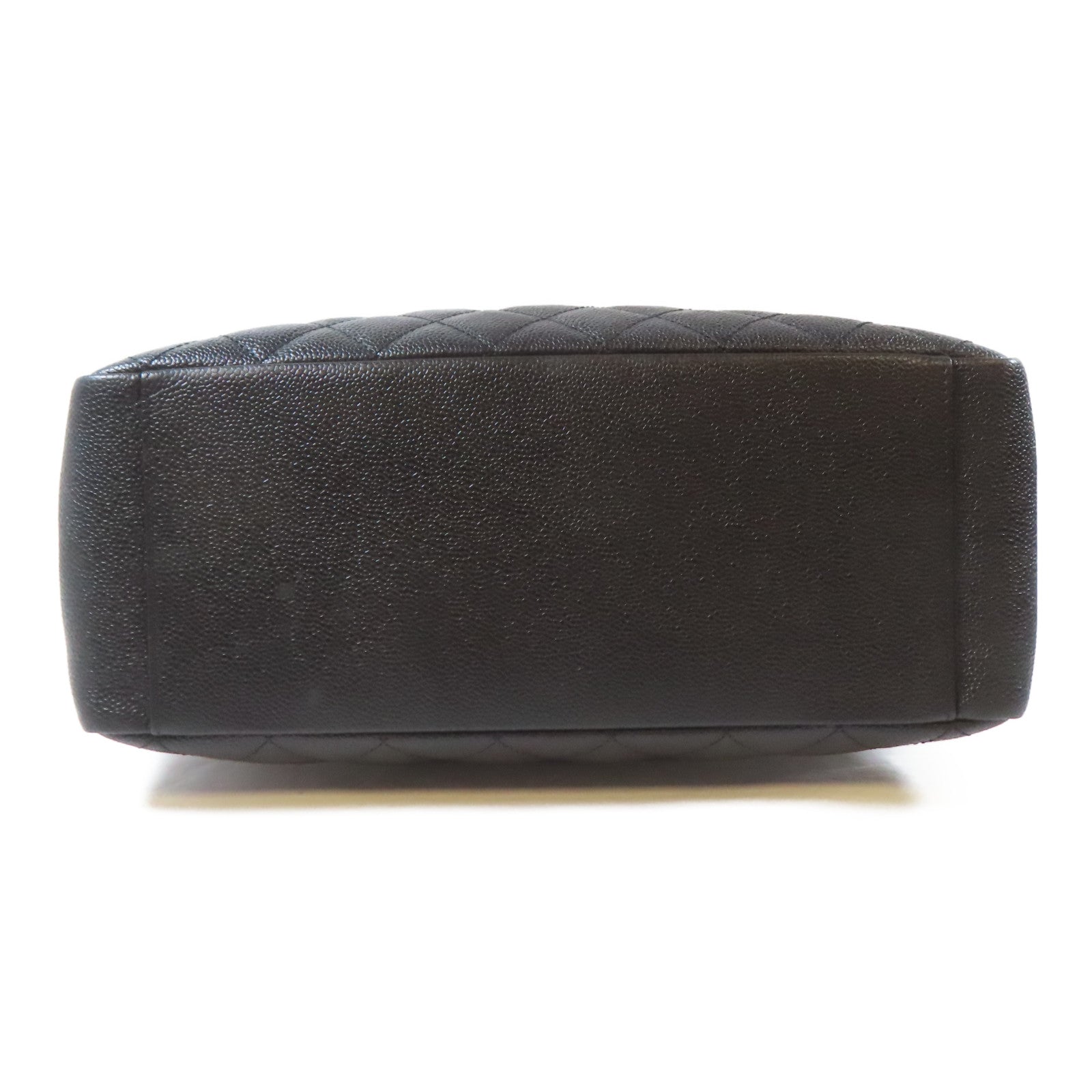 CHANEL 菱格Caviar皮革Grand Shopping Tote銀扣鏈帶肩背袋黑色