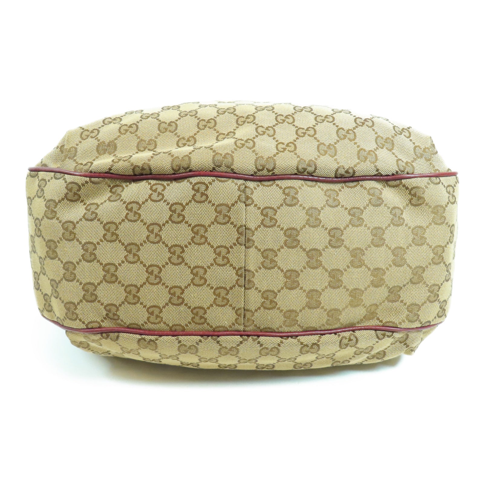 GUCCI GG GHW Tote Bag 2 Way Shoulder Bag Handbag 296851 Canvas Beige Red