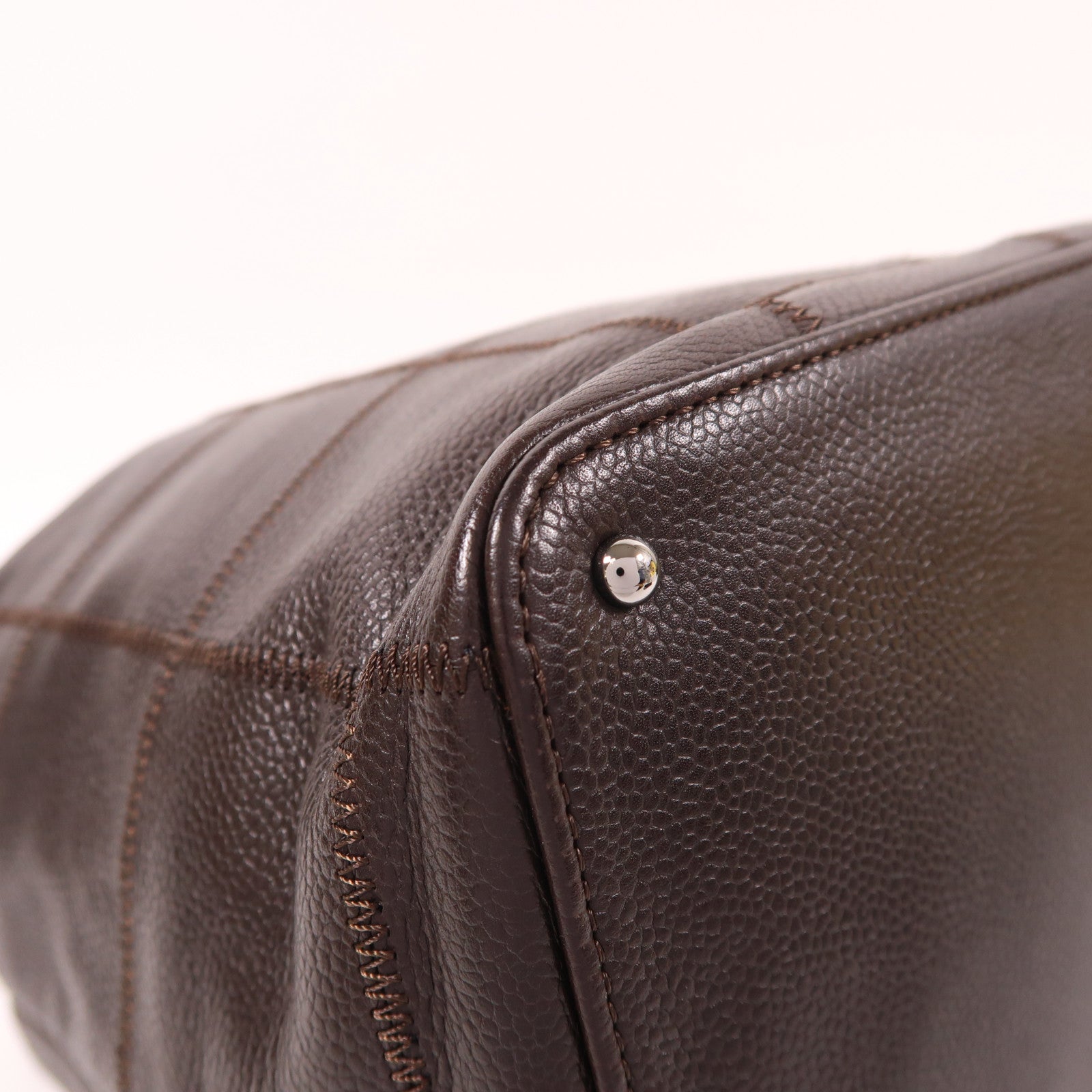 CHANEL 牛皮皮革Handbag銀扣手挽袋