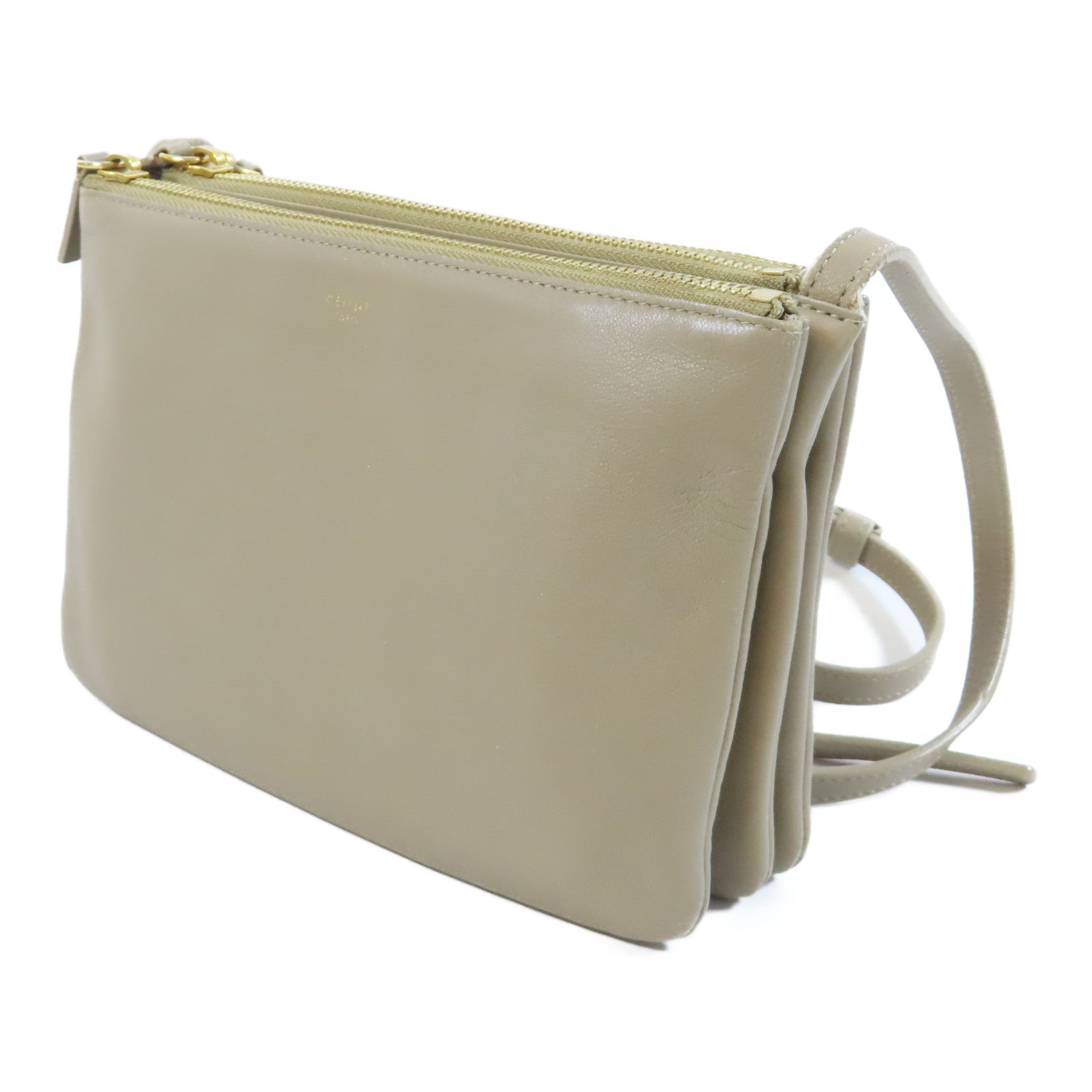 CELINE 【激減優惠】牛皮皮革Shoulder Bag金扣肩背袋米色