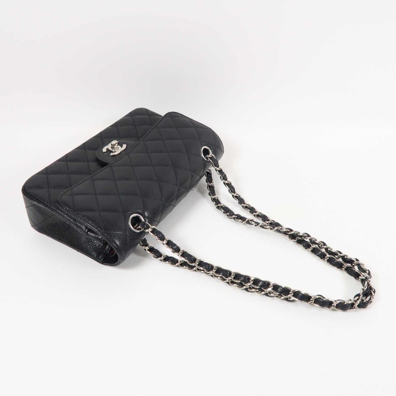 CHANEL 牛皮皮革Classic 23銀扣鏈帶肩背袋黑色